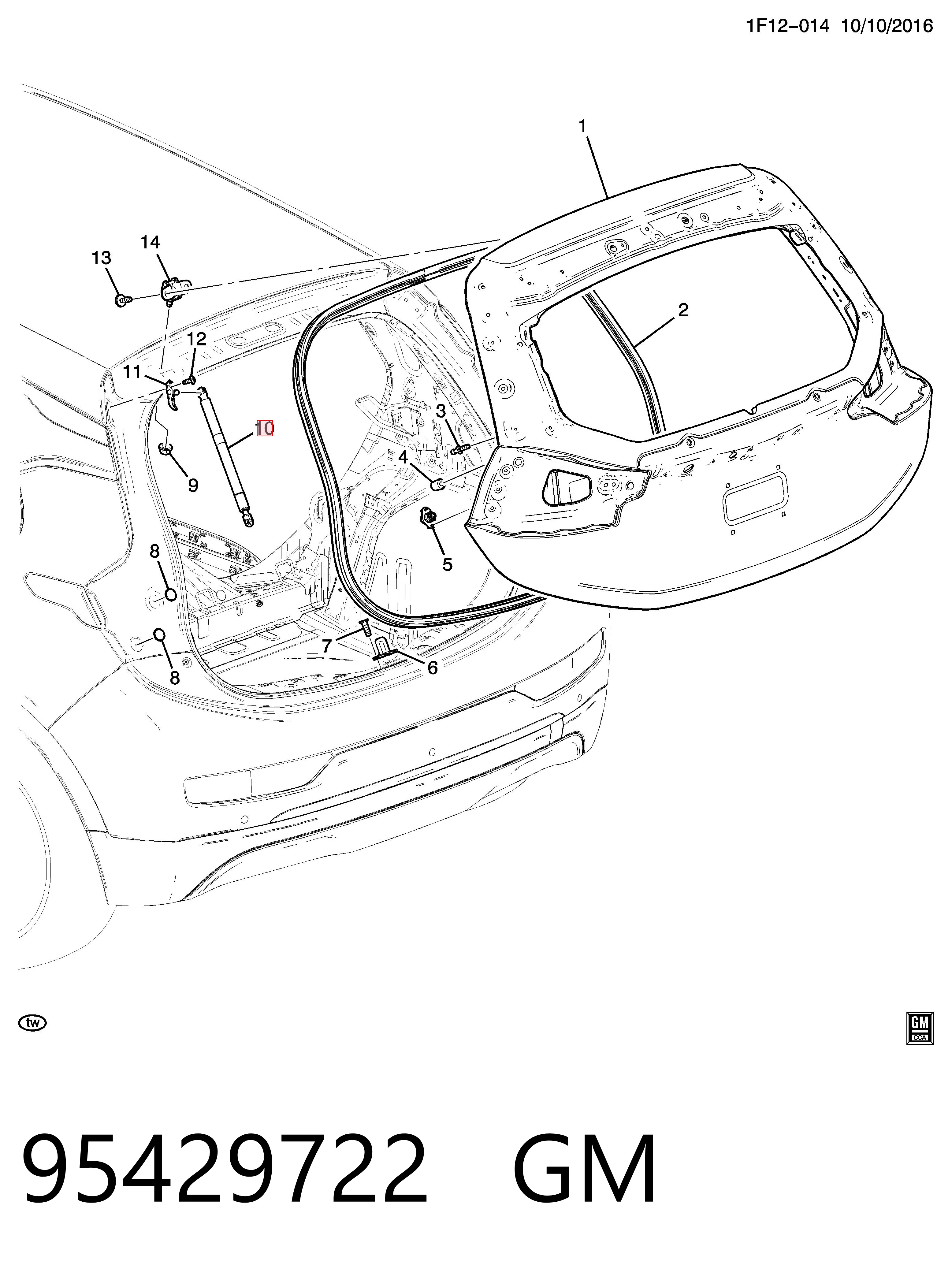 95429722 Opel Амортизатор кришки багажника / двері 3/5-ї задньої