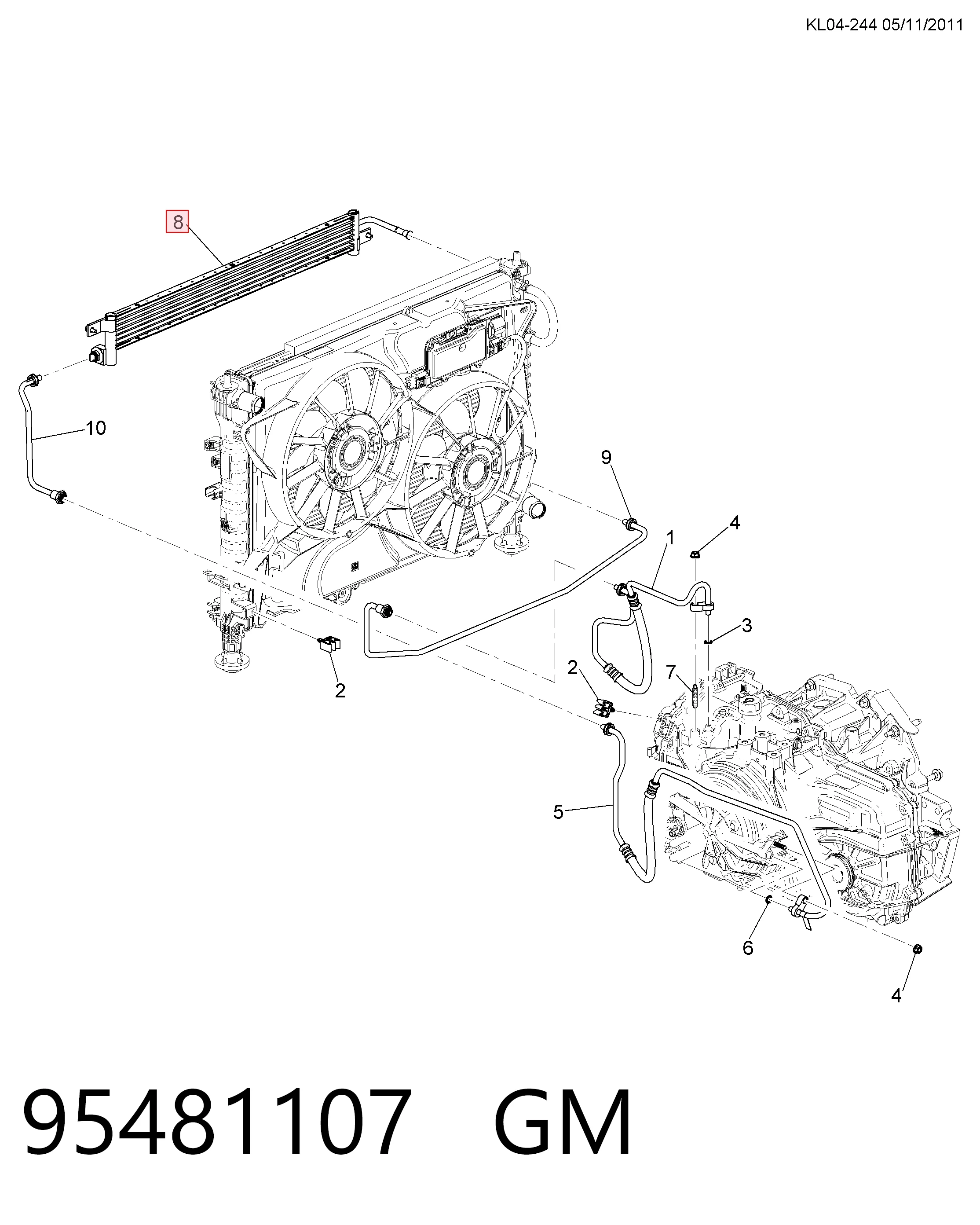 Купити 95280471 Peugeot/Citroen Радіатор охолодження, АКПП