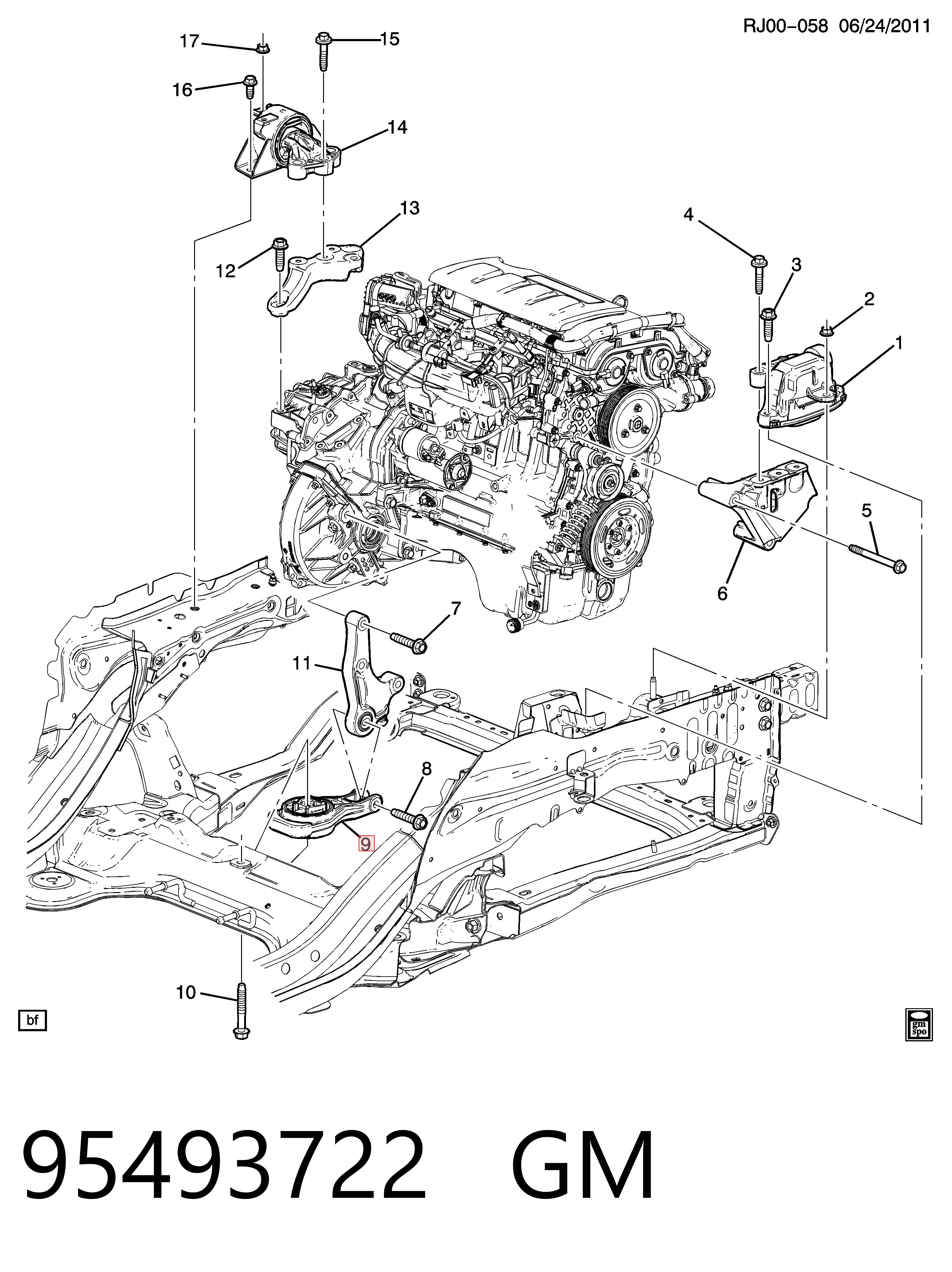 95493722 General Motors Задня подушка двигуна
