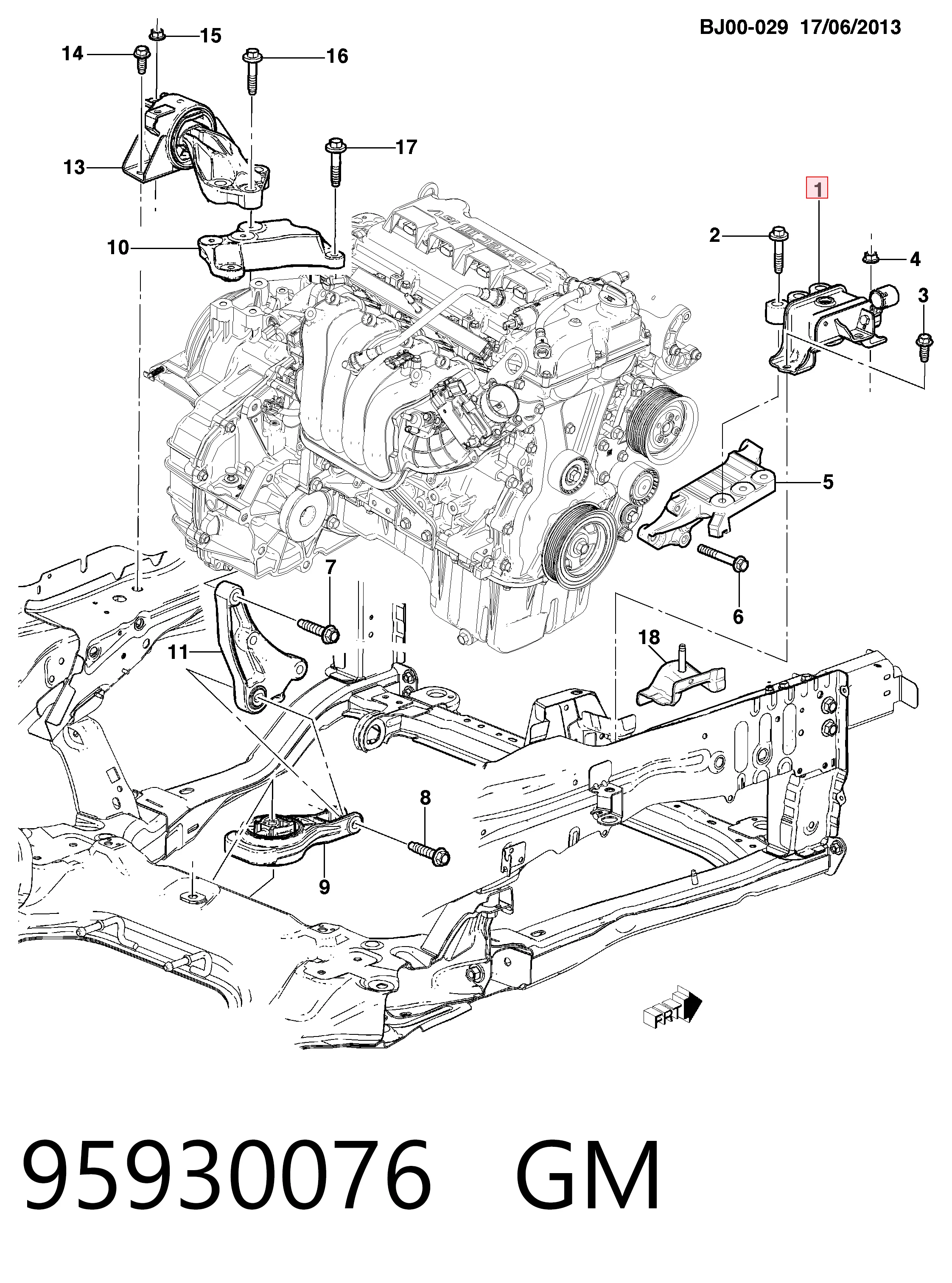 Подушка (опора) двигуна, права верхня Opel 95405220 ціна, від 35.58 USD