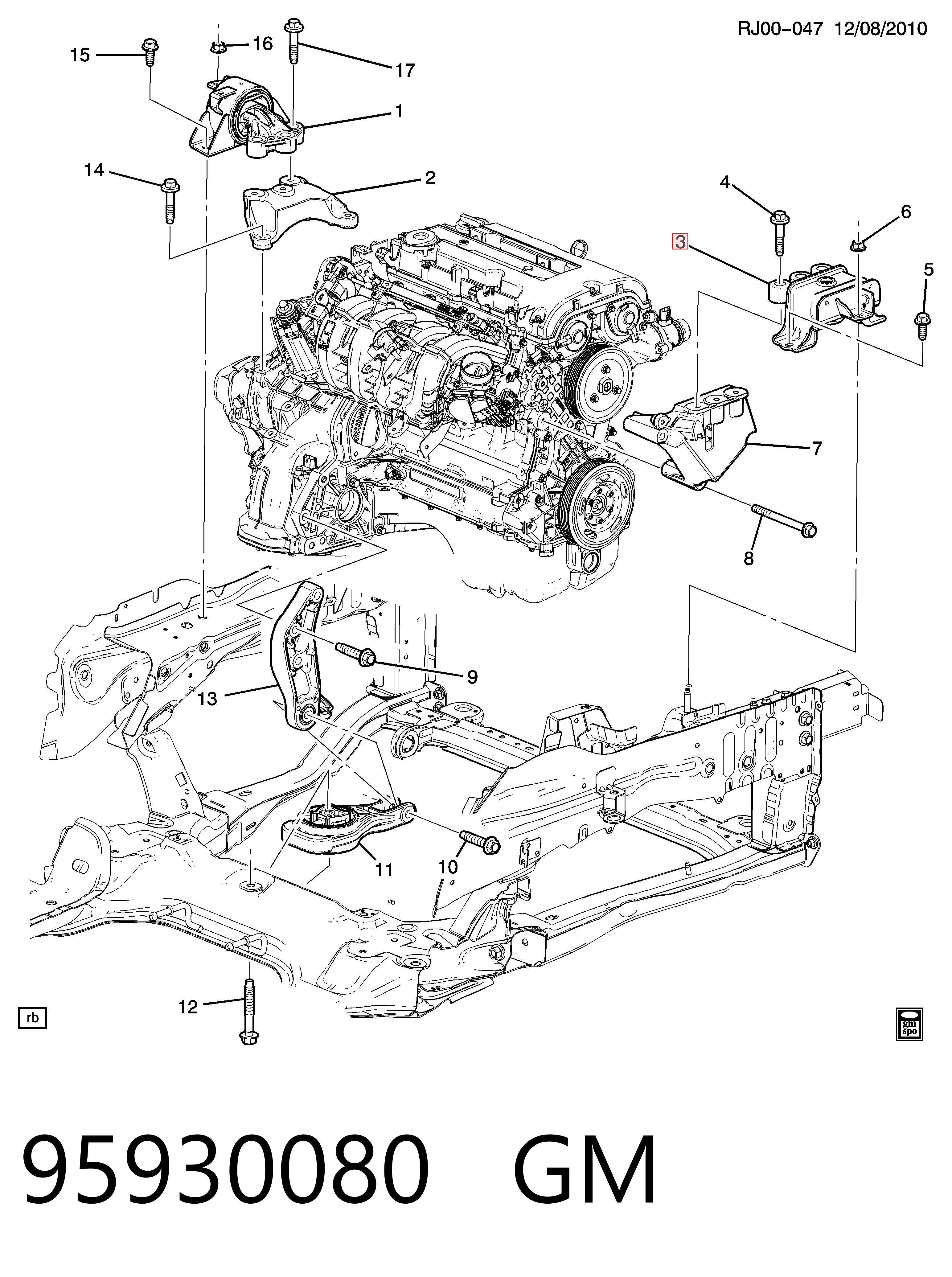 Купити 95405220 Opel Подушка (опора) двигуна, права верхня