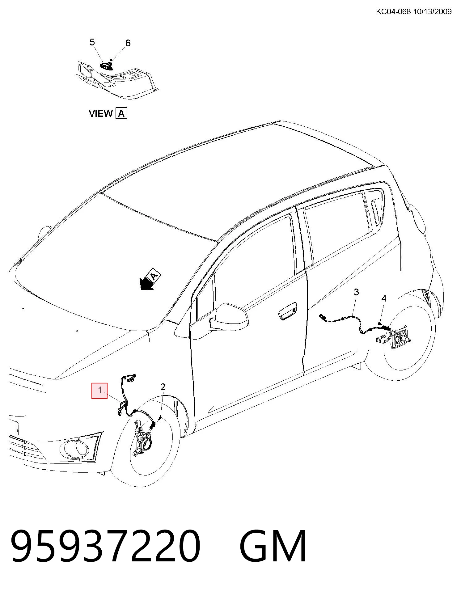 Купити 95937220 Opel Датчик АБС (ABS) передній, лівий
