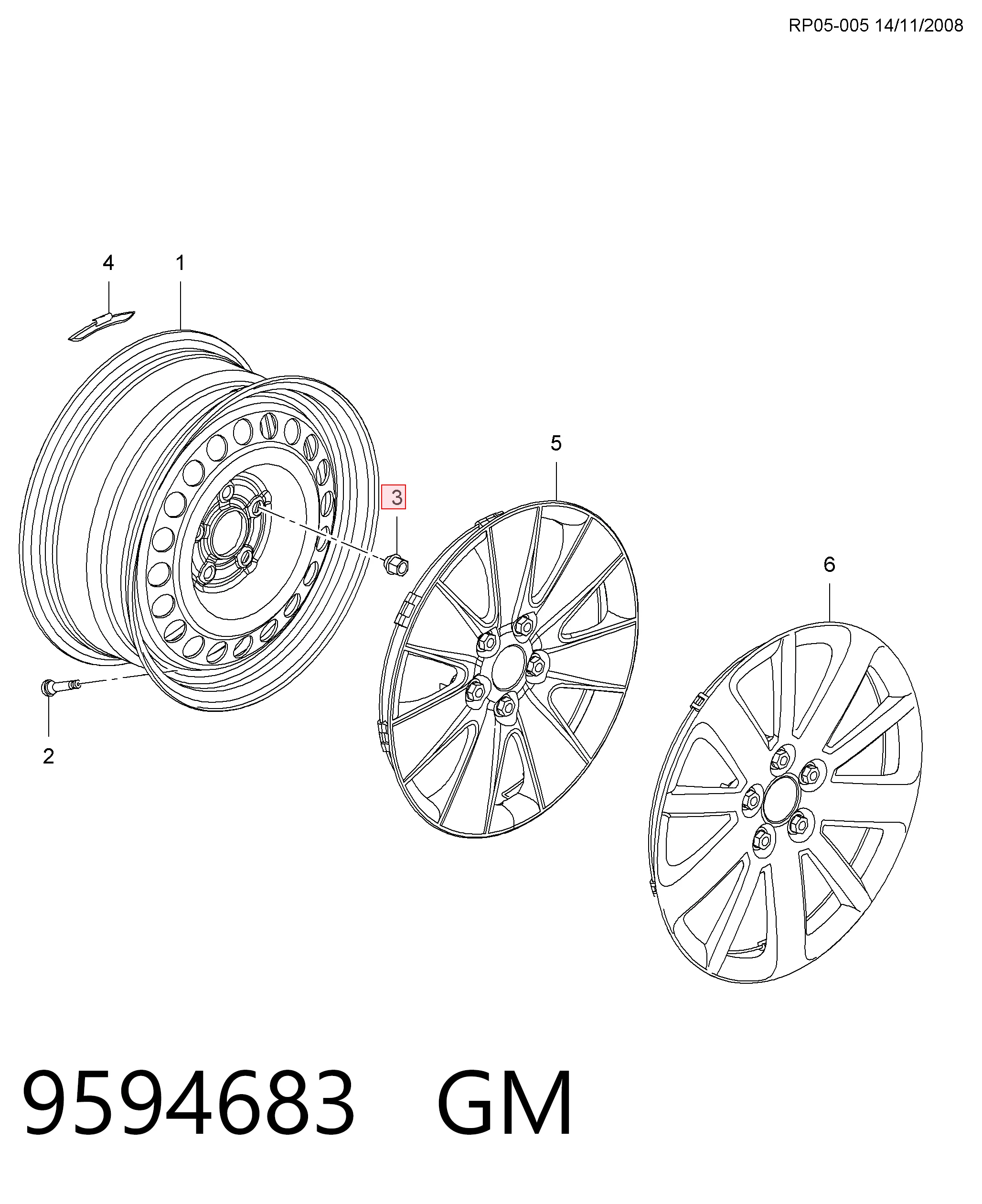 Гайка кріплення колеса Opel 9594683 ціна, від 1.28 USD