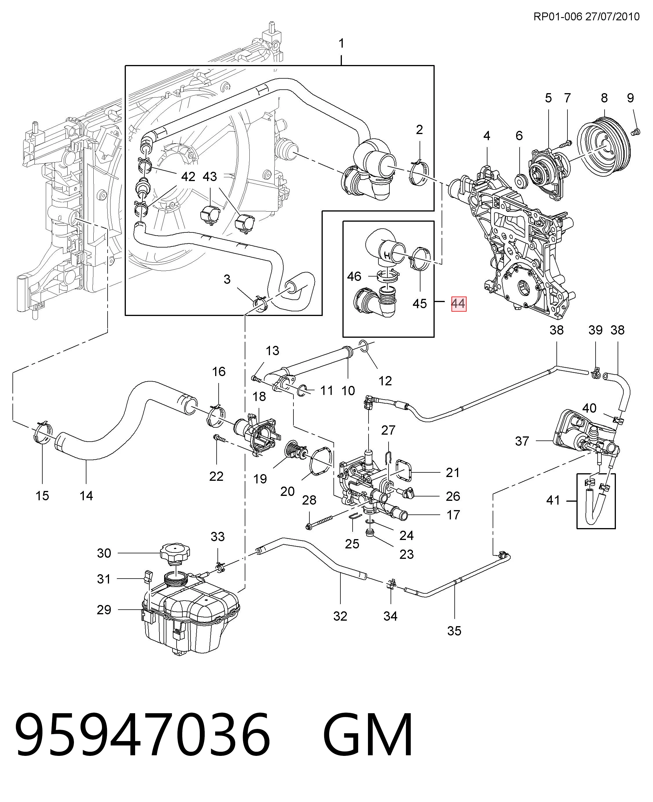 95390894 Peugeot/Citroen Шланг/патрубок радіатора охолодження, нижній