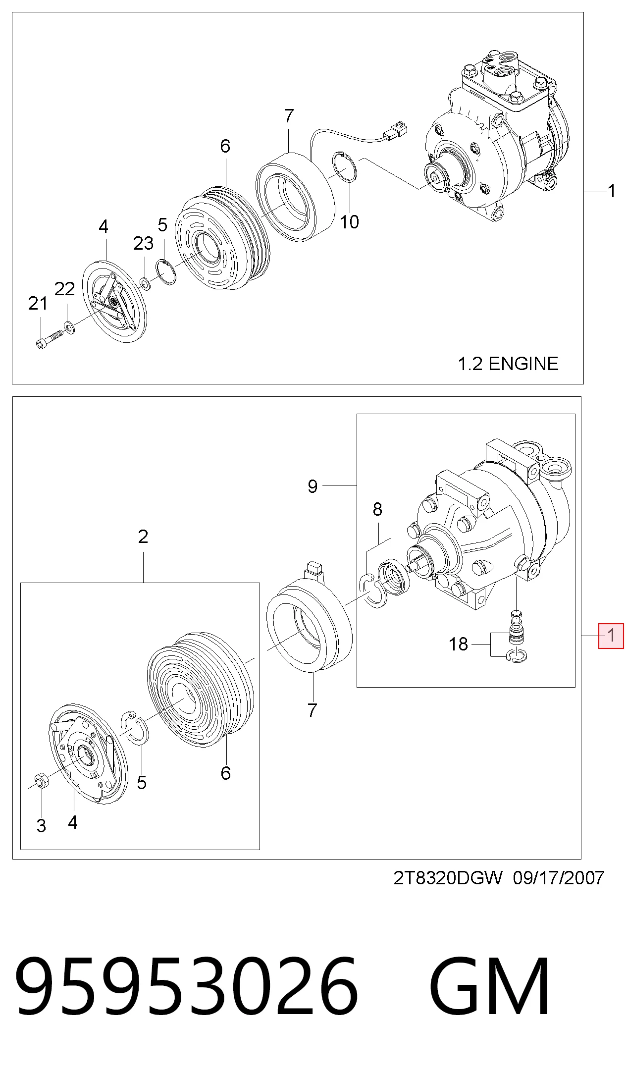 Компресор системи кондиціювання Chevrolet Aveo II седан (T250, T255) (2005 - 2011) ціна, від 155.96 USD