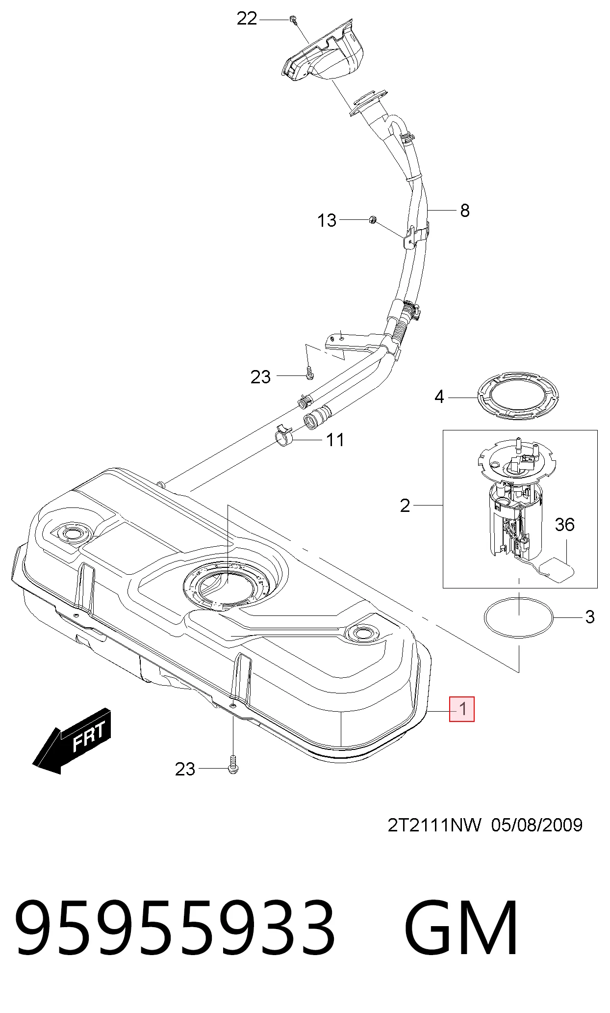 Б/бак Opel 95955933 ціна, від 136.52 USD
