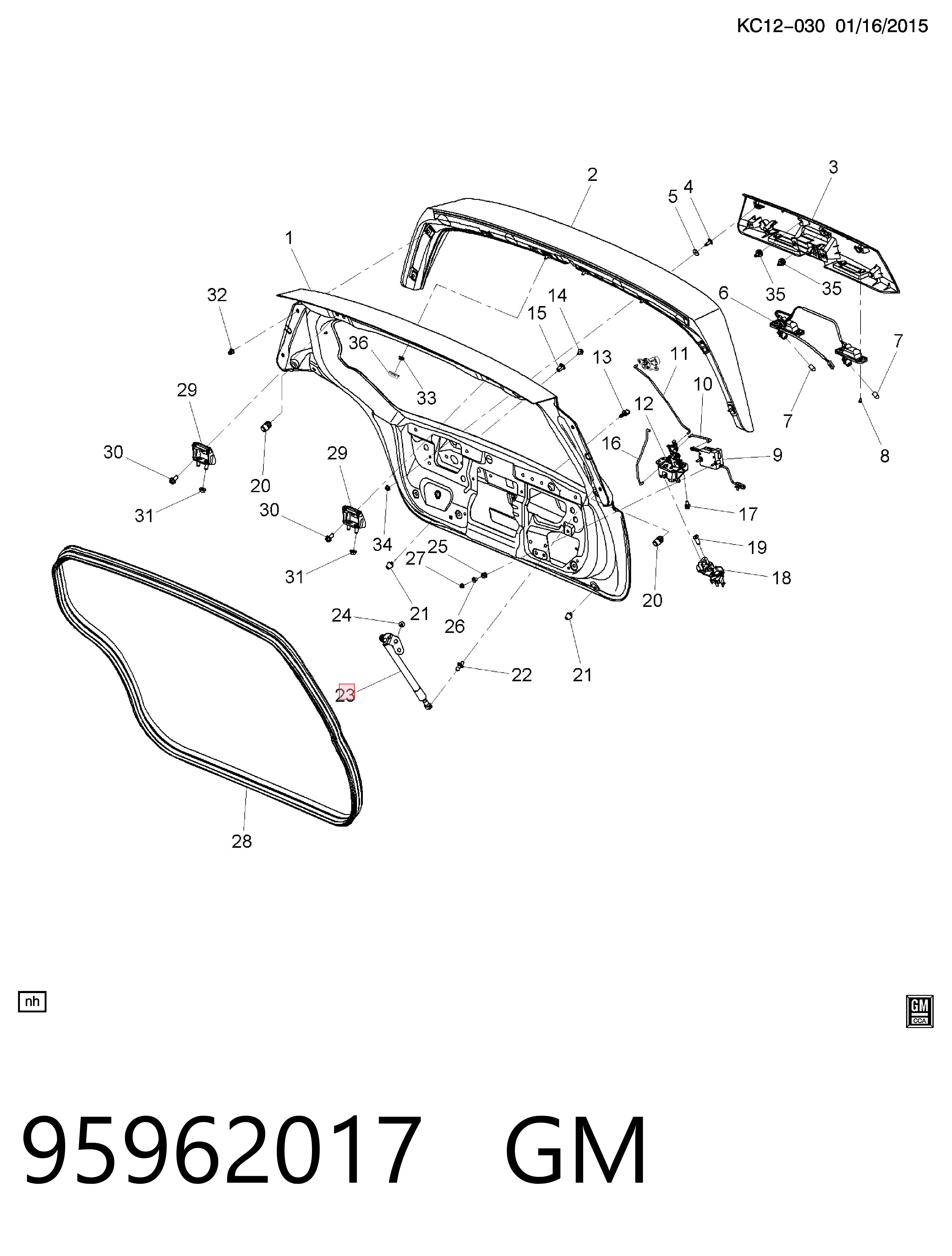 Купити 95962016 Opel Амортизатор двері багажника