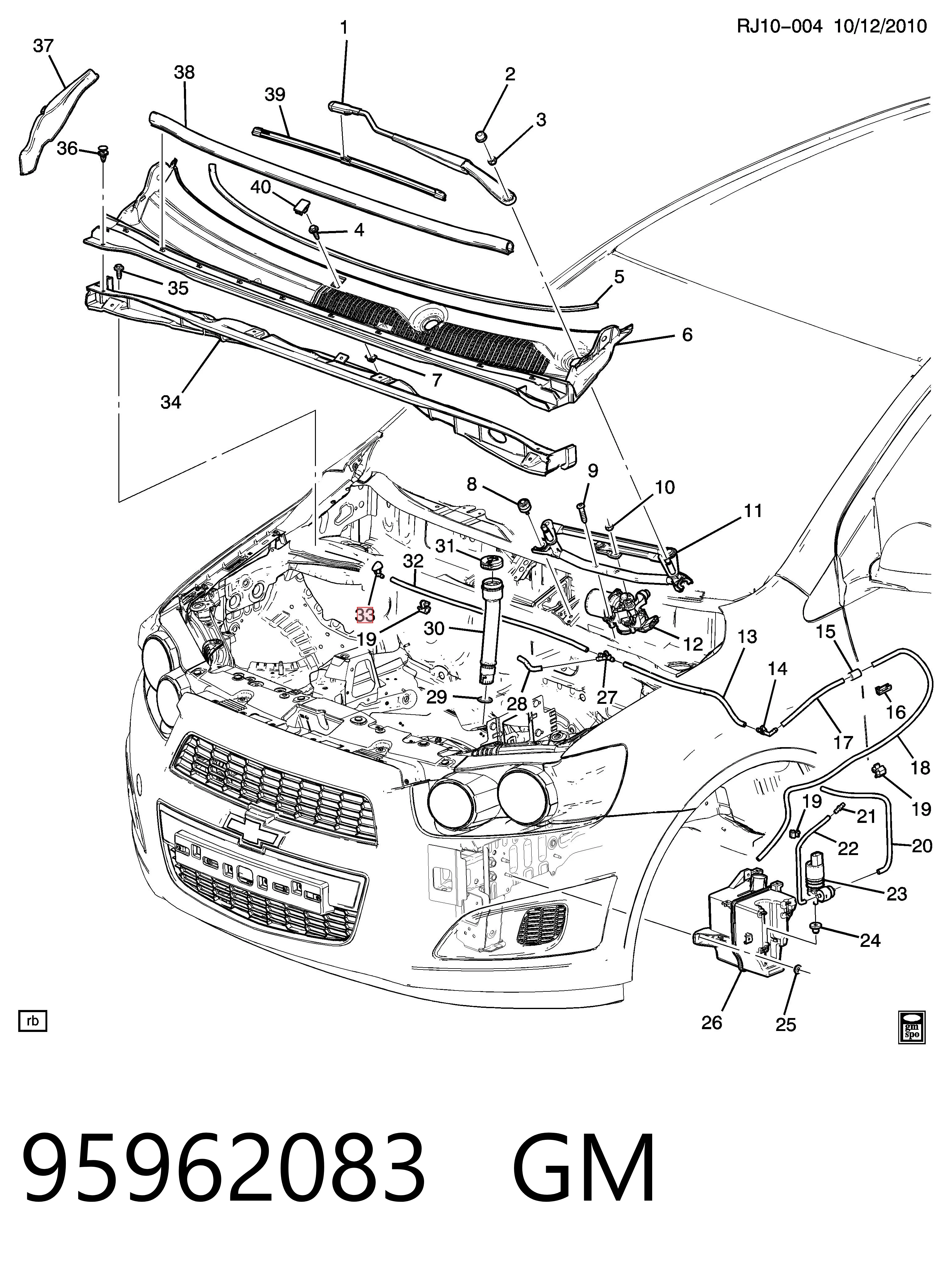 95962083 General Motors Сопло склоомивача вітрового скла