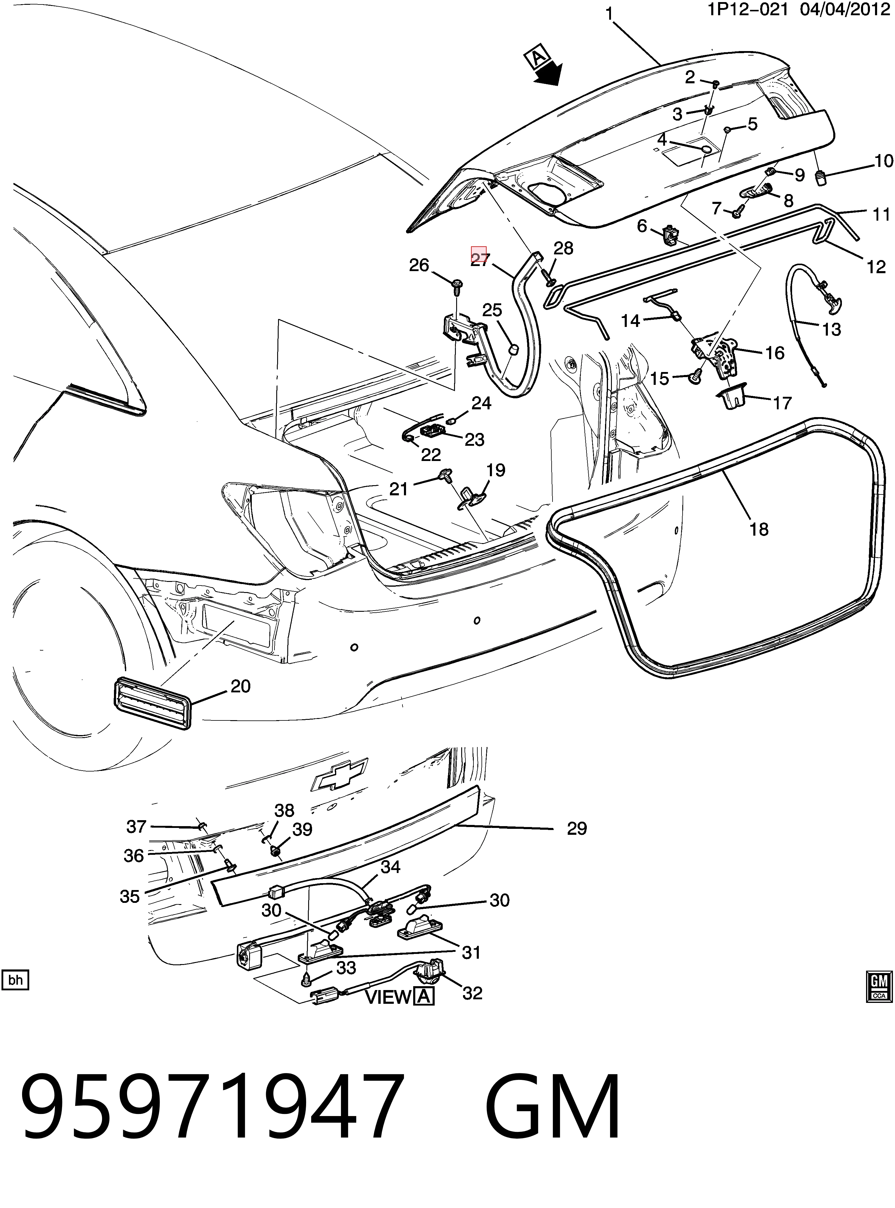 42358263 Peugeot/Citroen Кріплення кришки багажника