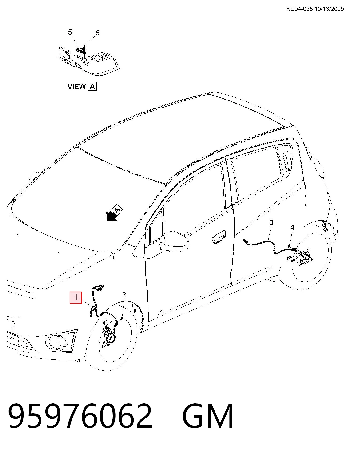 Датчик АБС (ABS) передній, лівий 95937220 Opel