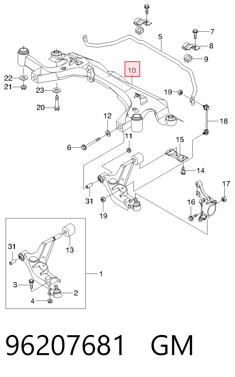 96207679 Opel Передня балка