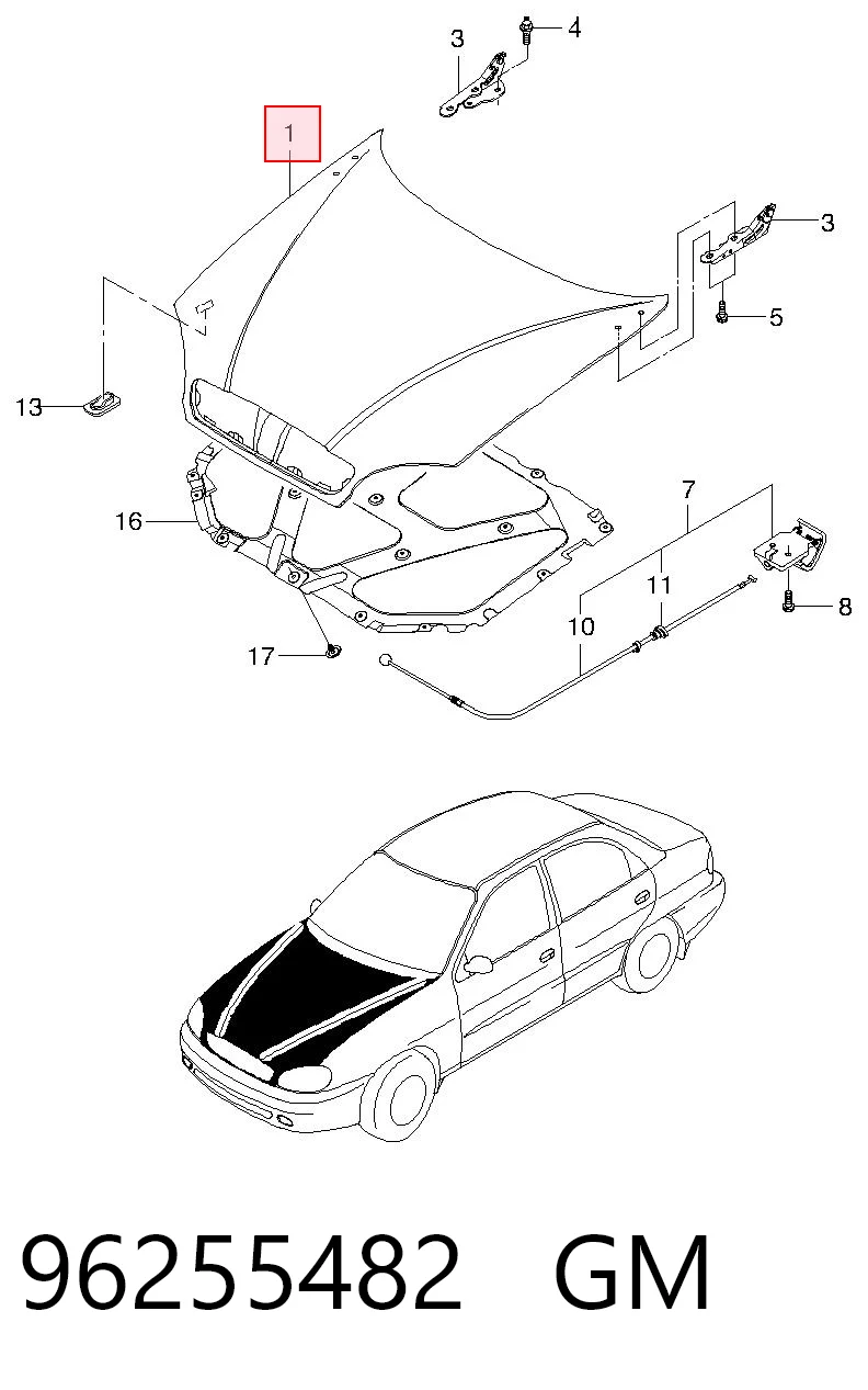 Капот Daewoo Lanos седан (KLAT) (1997 - 2008) ціна, від 111.61 USD