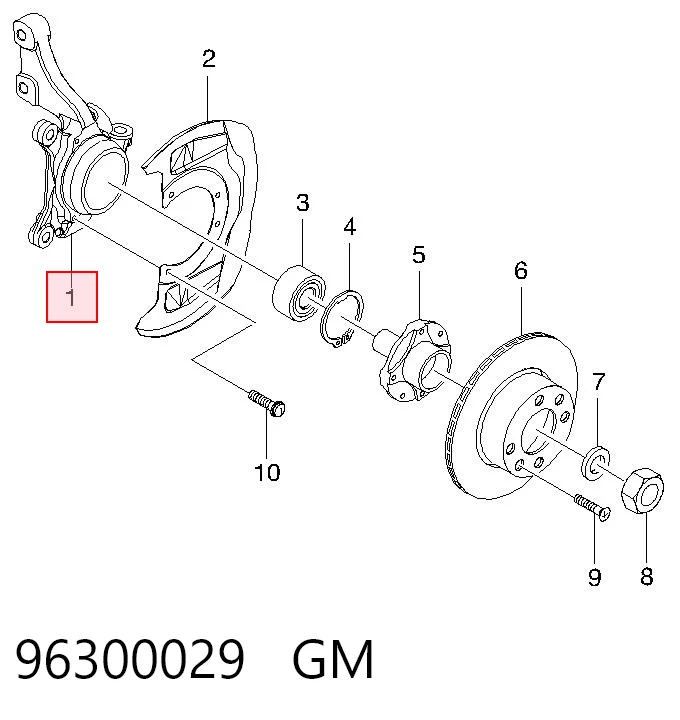 JZ0031D Korea (oem) Цапфа - поворотний кулак передній, правий