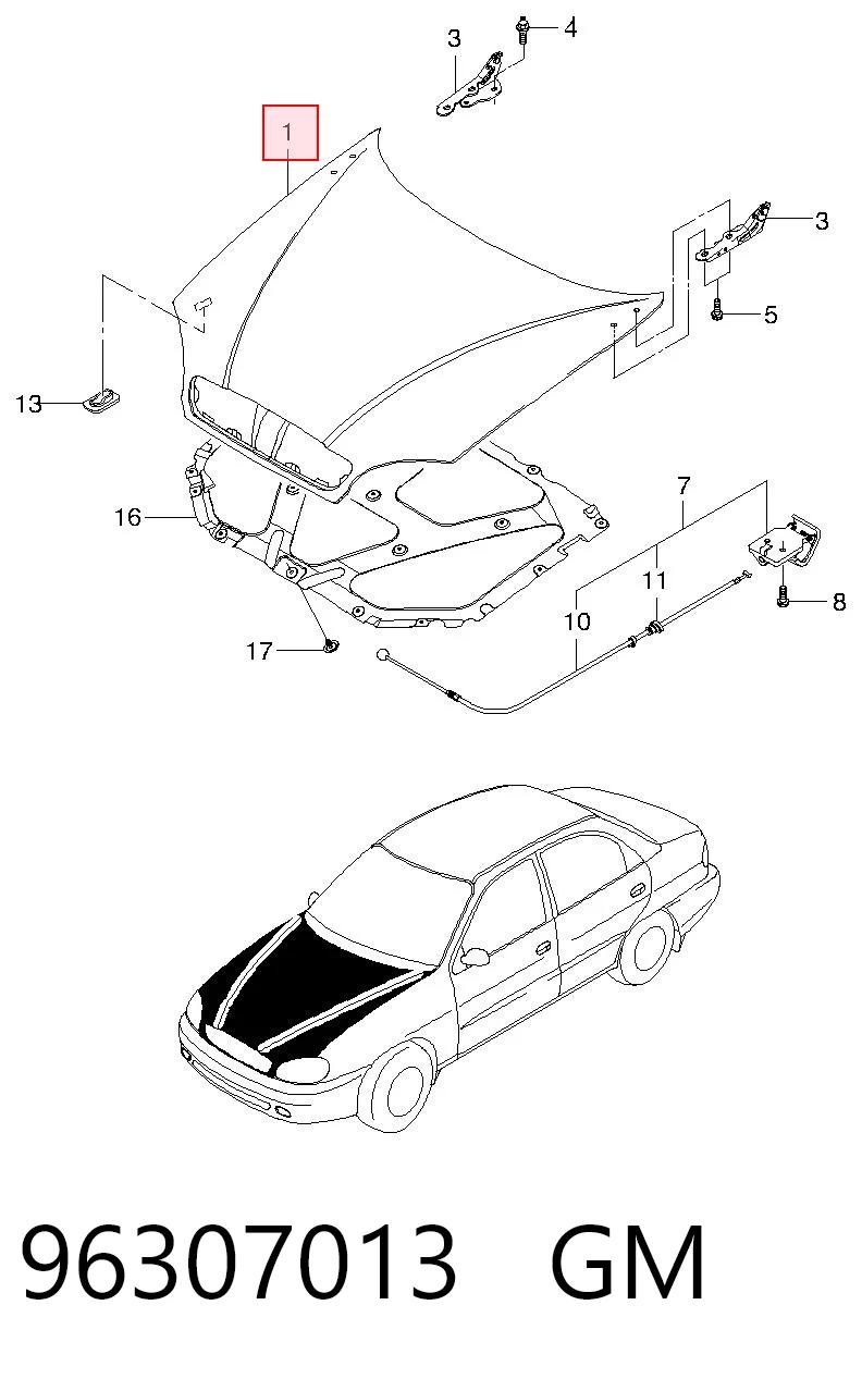  Капот Daewoo Lanos 