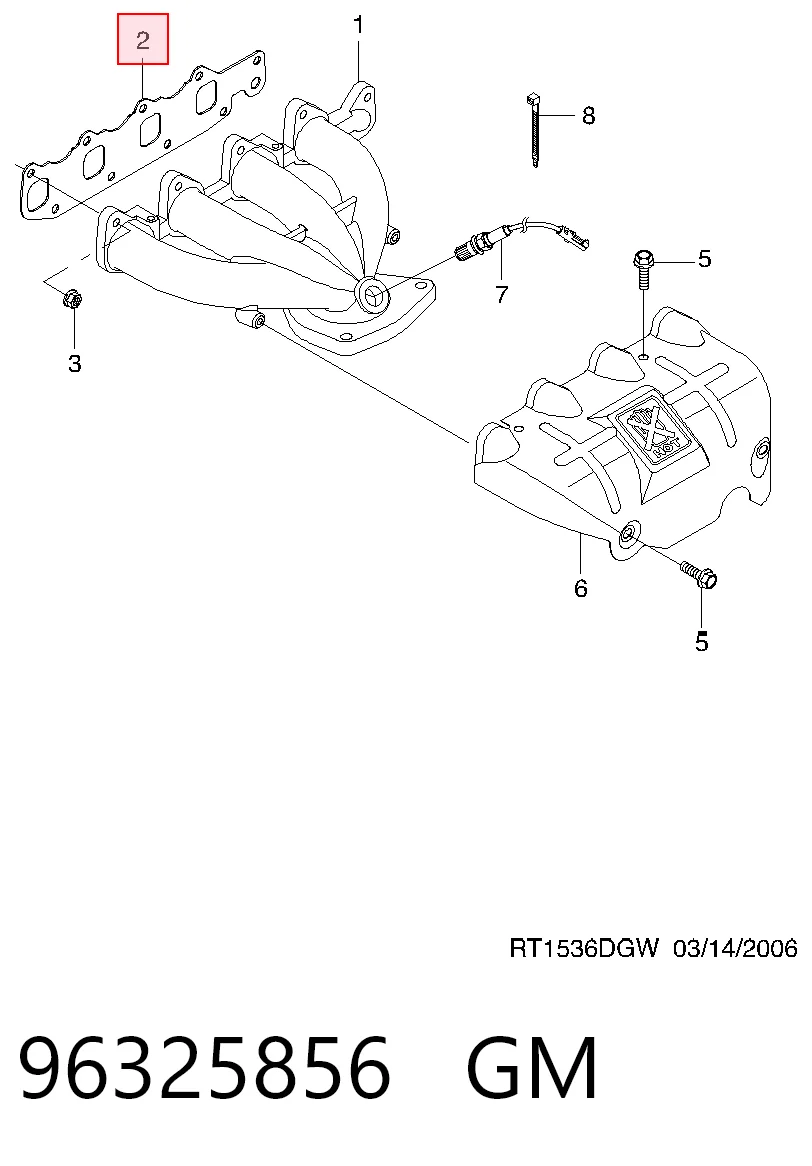 Прокладка колектора на Chevrolet Aveo II T250, T255