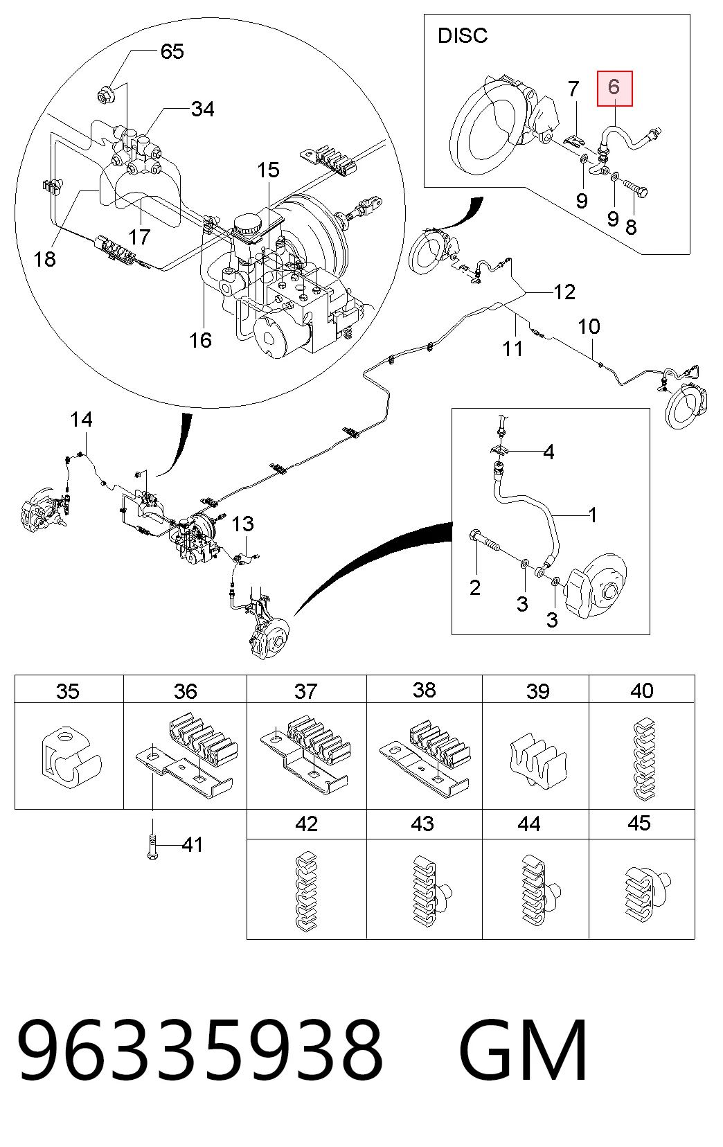 Шланг гальмівний задній, правий 096222064 Opel