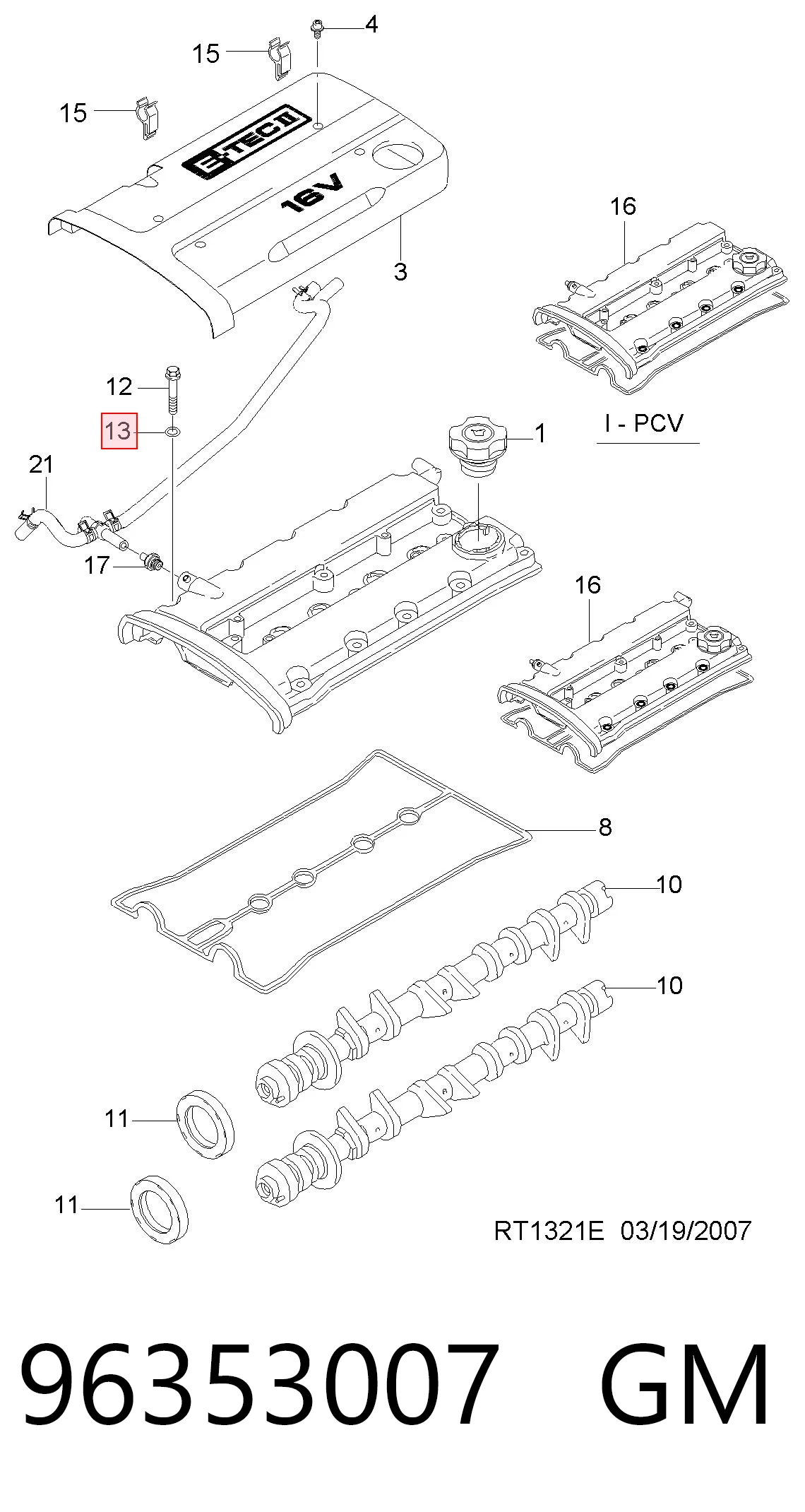 96353007 Peugeot/Citroen Прокладка клапанної кришки двигуна, кільце