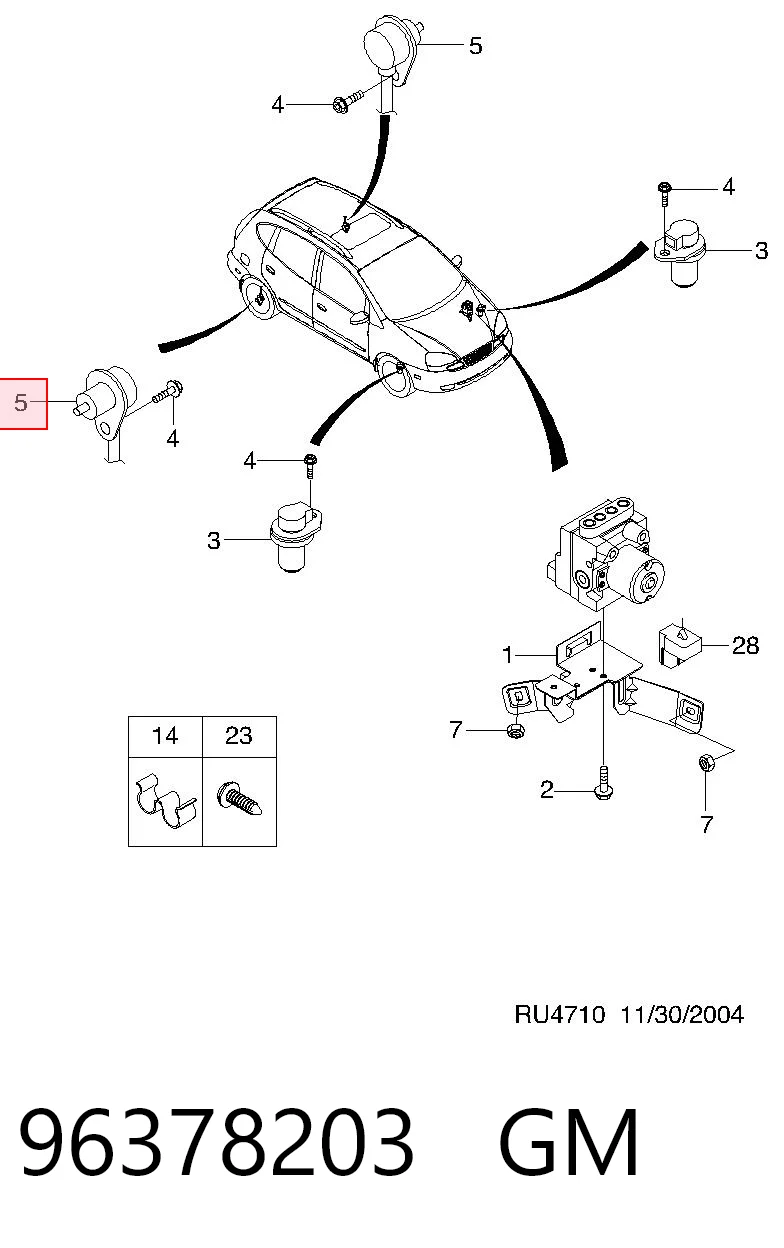 Купити 96809665 Opel Датчик АБС (ABS) задній, лівий