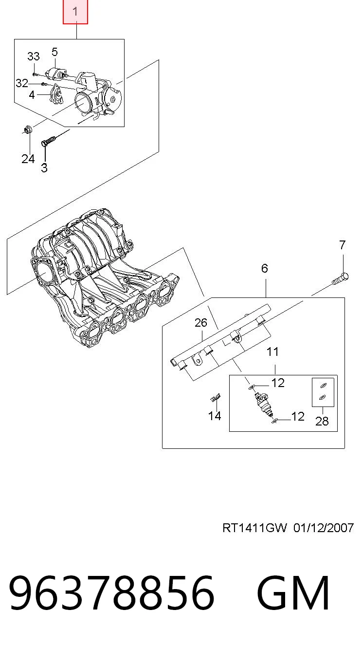 25183953 Opel Дросільна заслінка в зборі