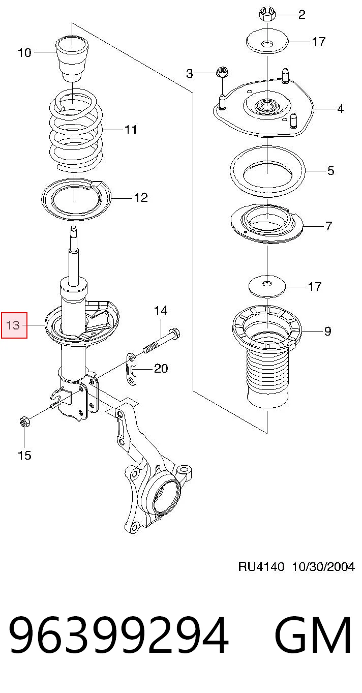96286843 Opel Амортизатор передньої підвіски