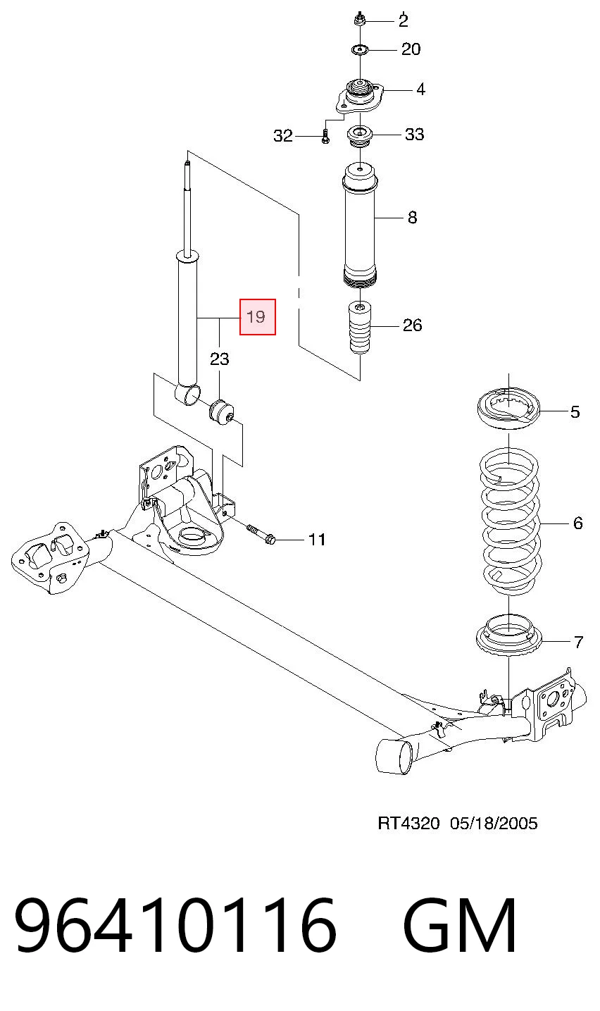Амортизатор задній Opel 96410116 ціна, від 27.19 USD