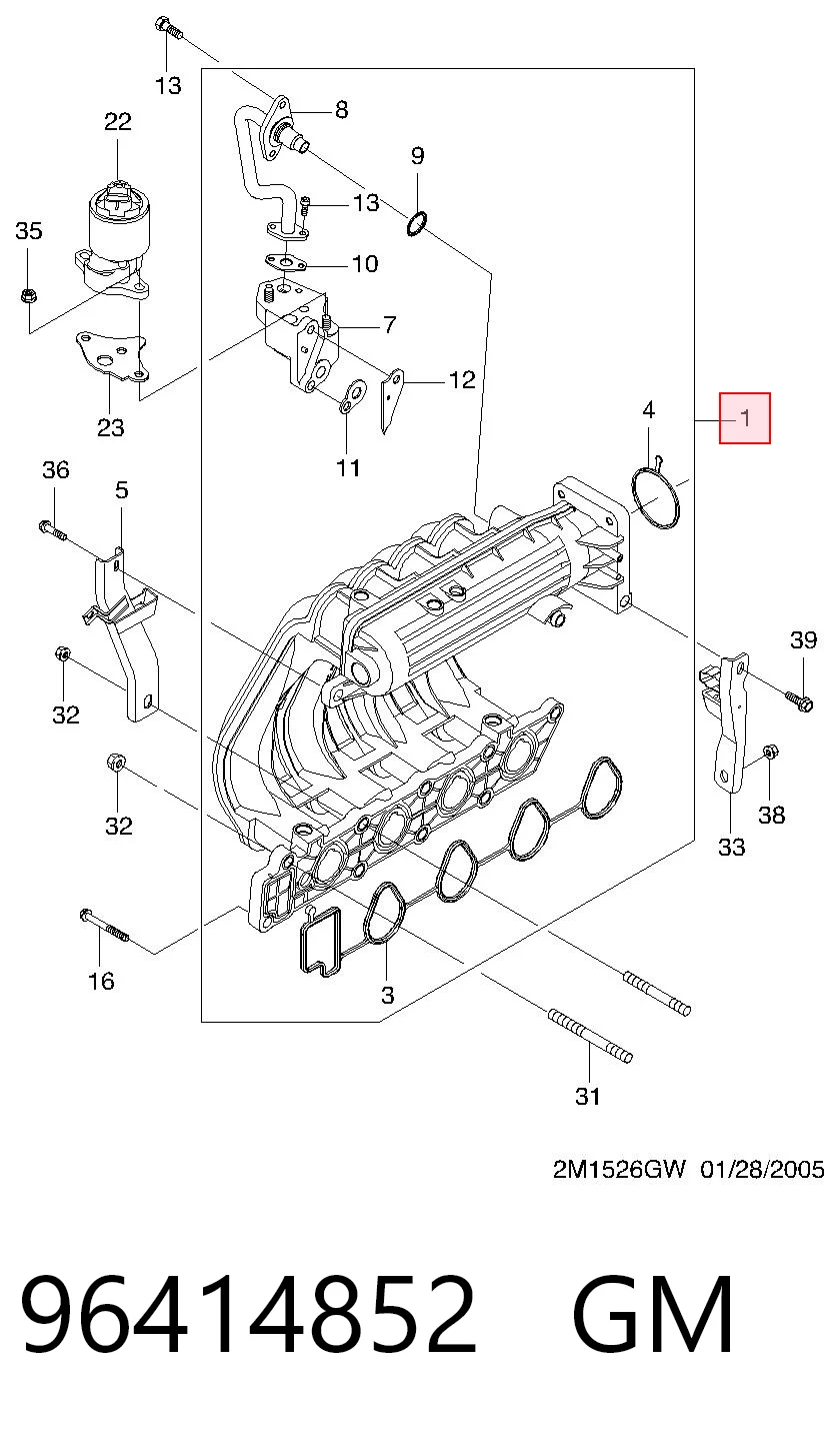 Колектор впускний Chevrolet Spark (Matiz) M200, M250