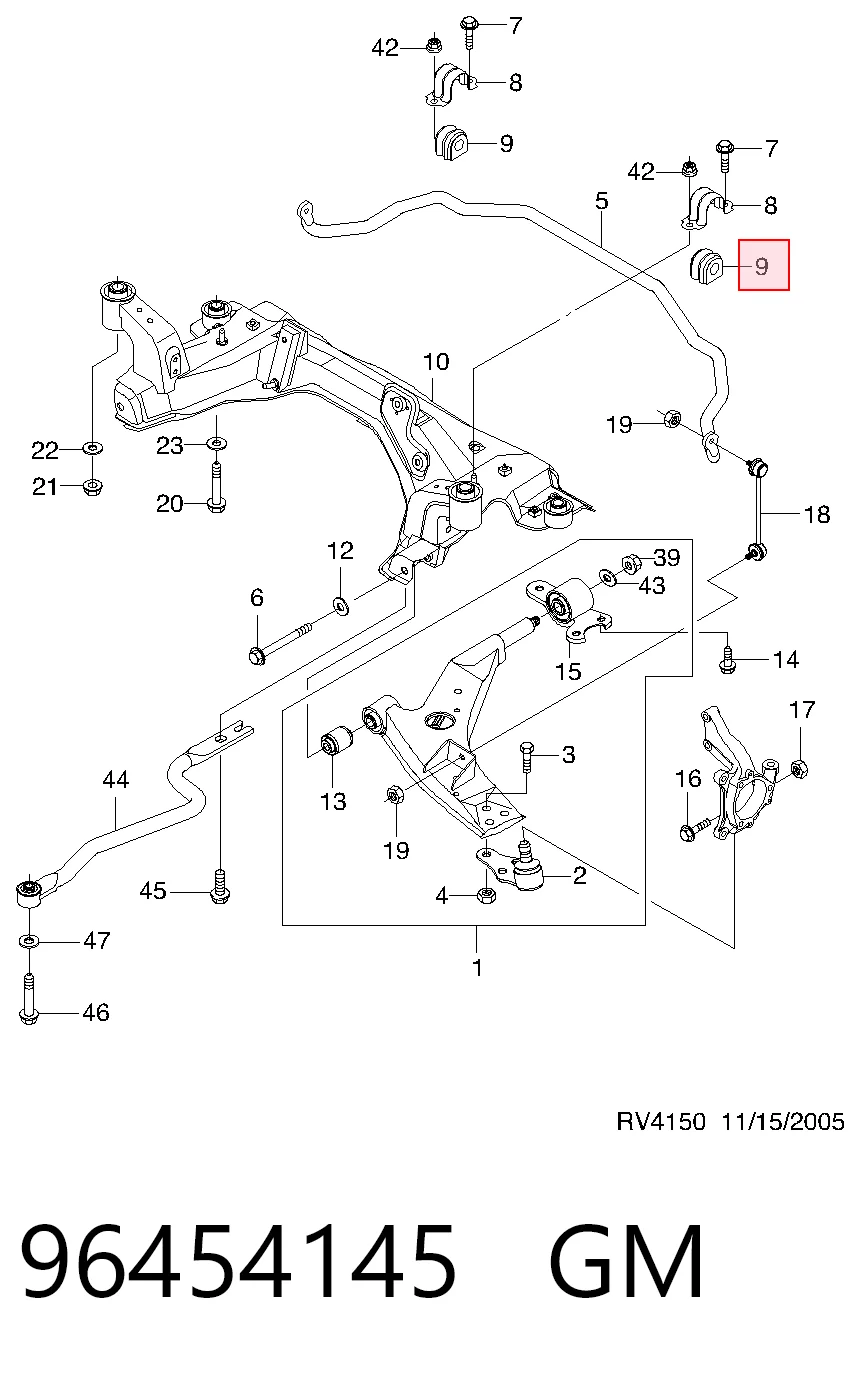 Купити 96859497 Opel Подушка стабілізатора передня