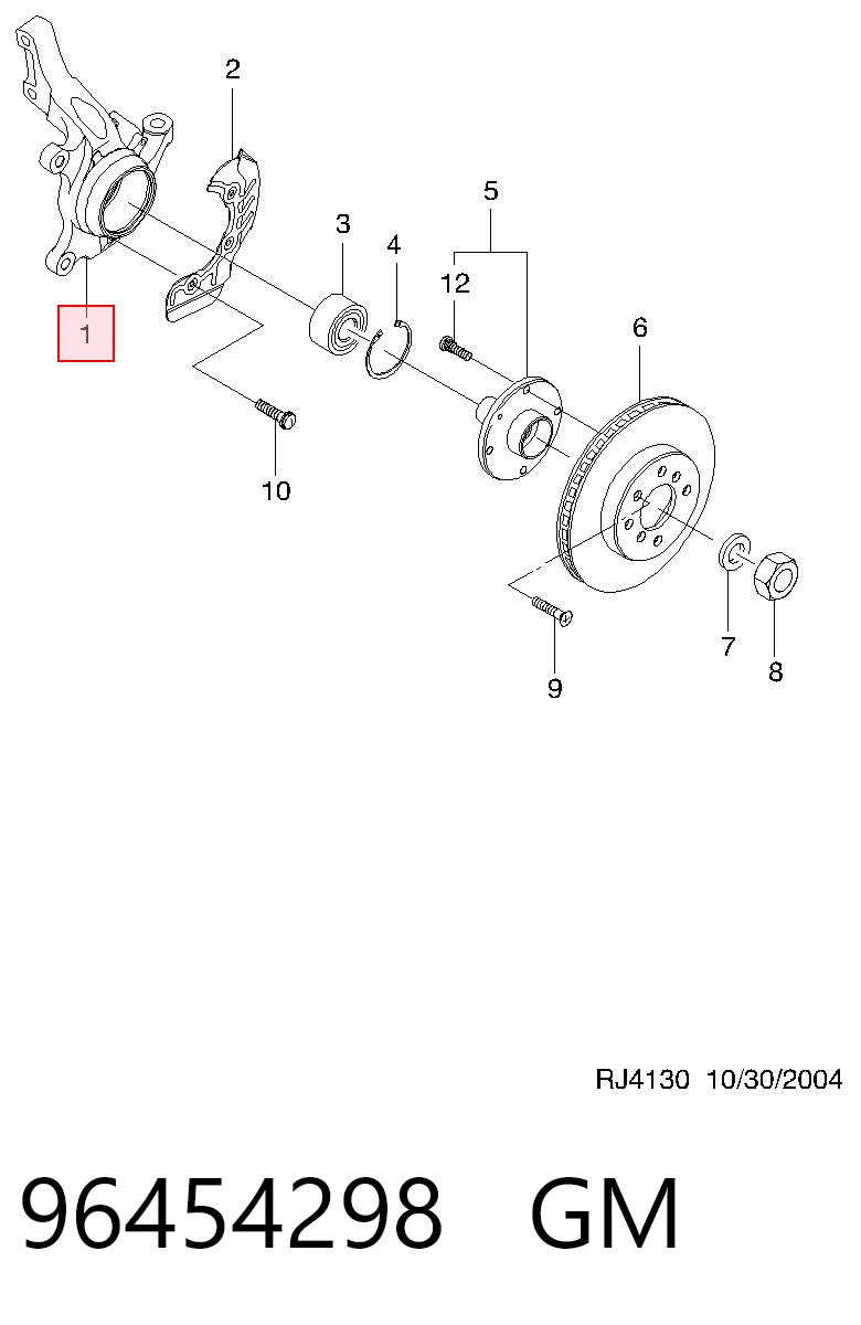 96454298 Opel Цапфа - поворотний кулак передній, правий
