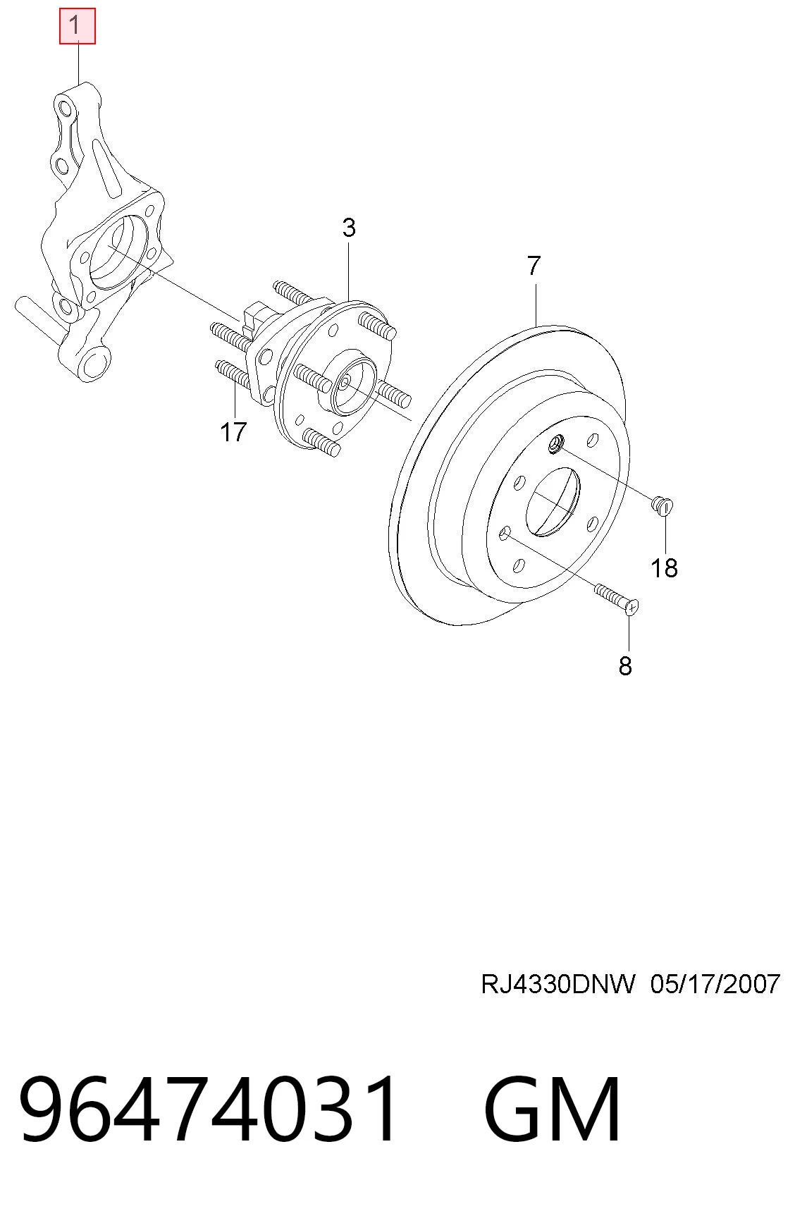 Цапфа поворотного кулака Stdw 96474031 ціна, від 23.90 USD