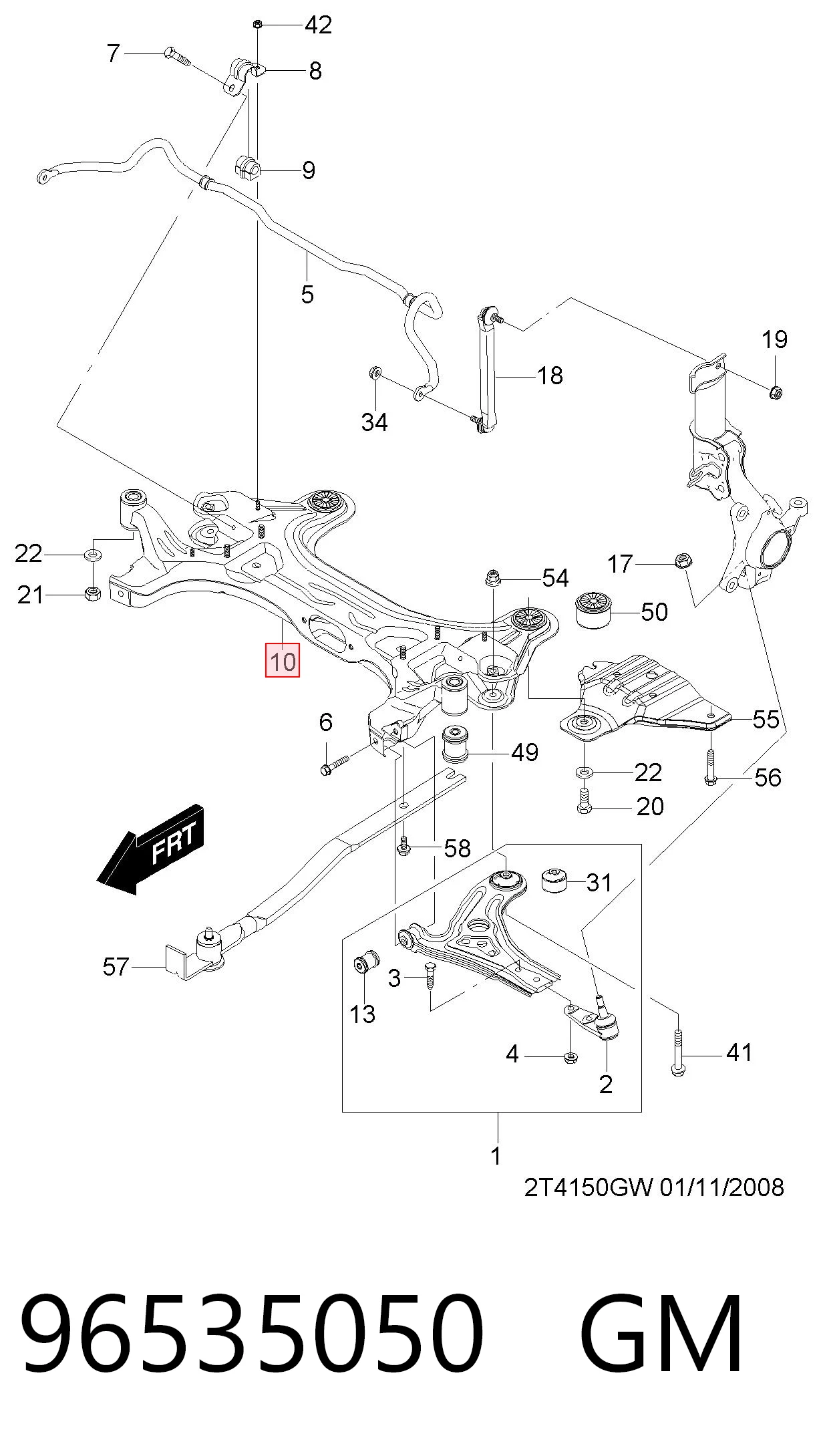 Підрамник передньої підвіски Opel 96653535 ціна, від 149.10 USD
