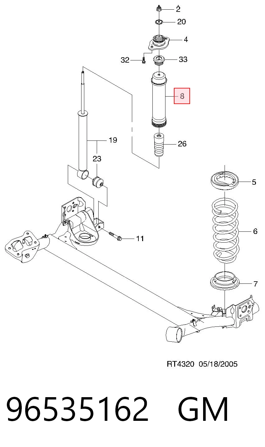 Купити 96535162 Opel Пильник заднього амортизатора