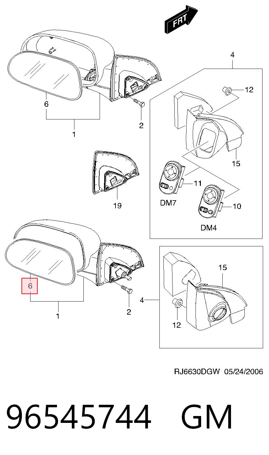 Купити 96545744 Opel Дзеркальний елемент дзеркала заднього виду, лівого