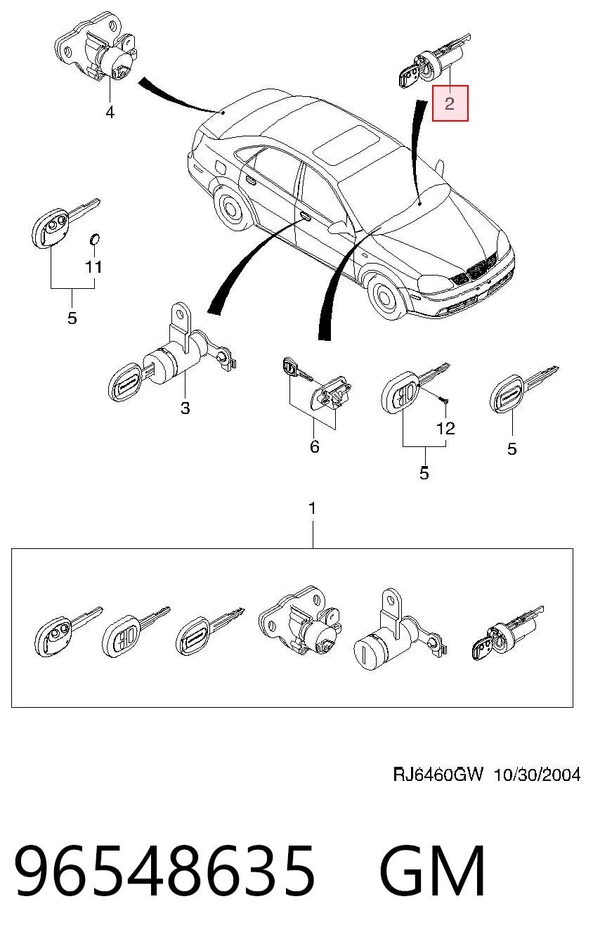 Личинка замка запалювання Chevrolet Lacetti J200