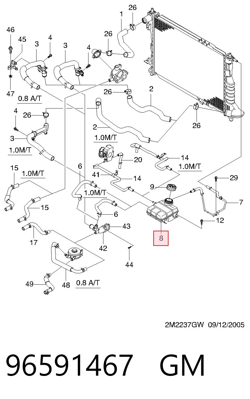 Бачок системи охолодження 96591467 Opel
