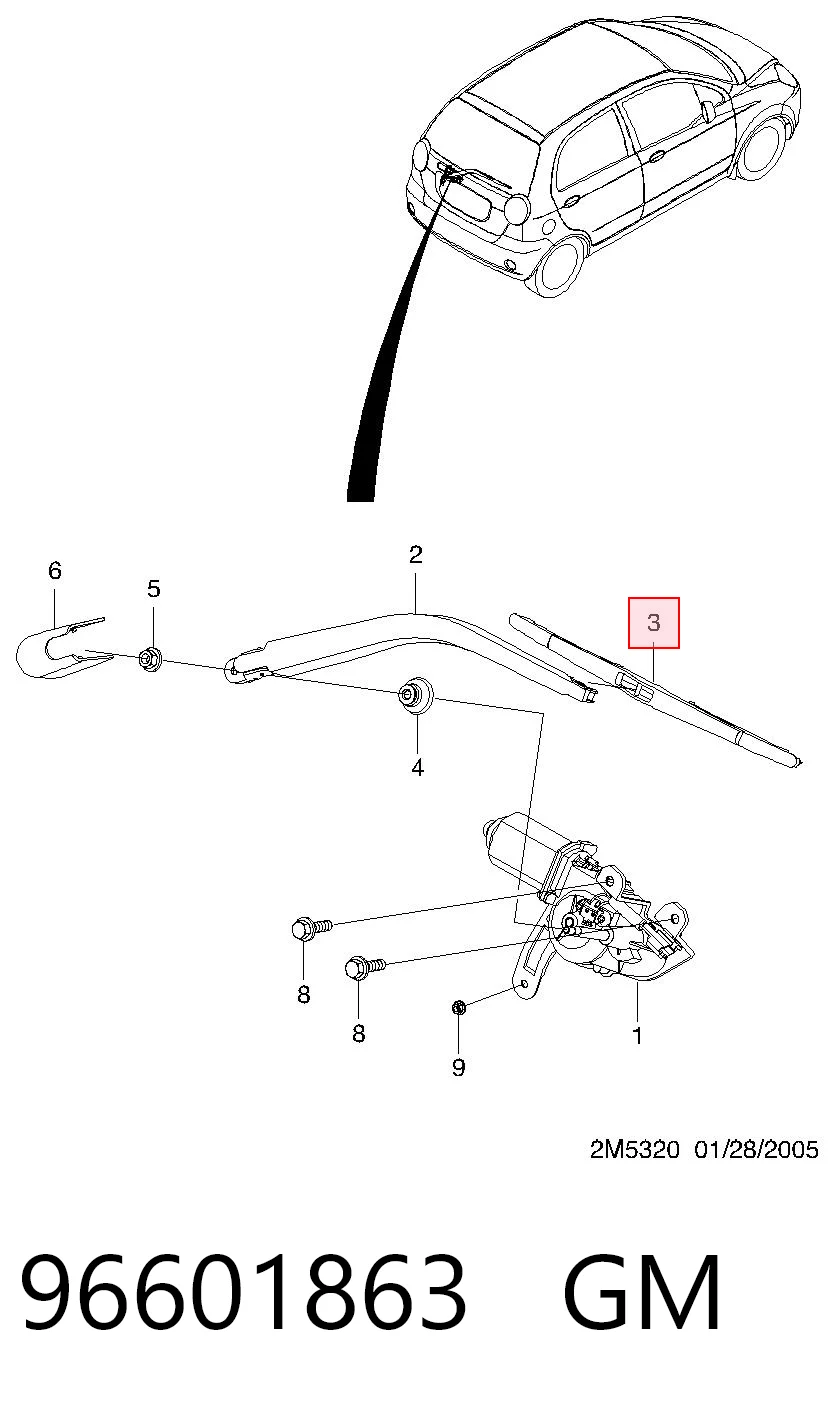 96601863 Opel Щітка склоочисника задня
