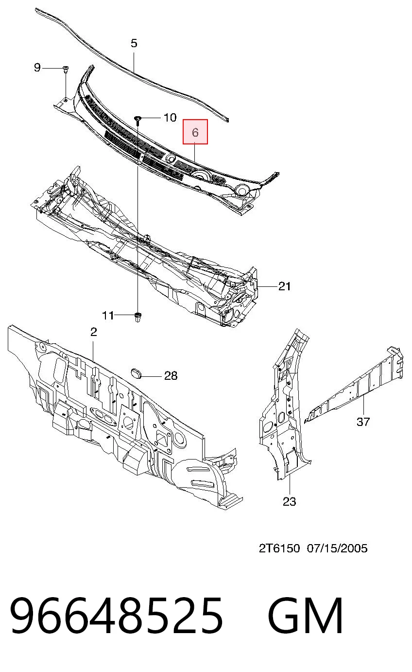 Решітка склоочисників, права Opel 96648525 ціна, від 4.76 USD