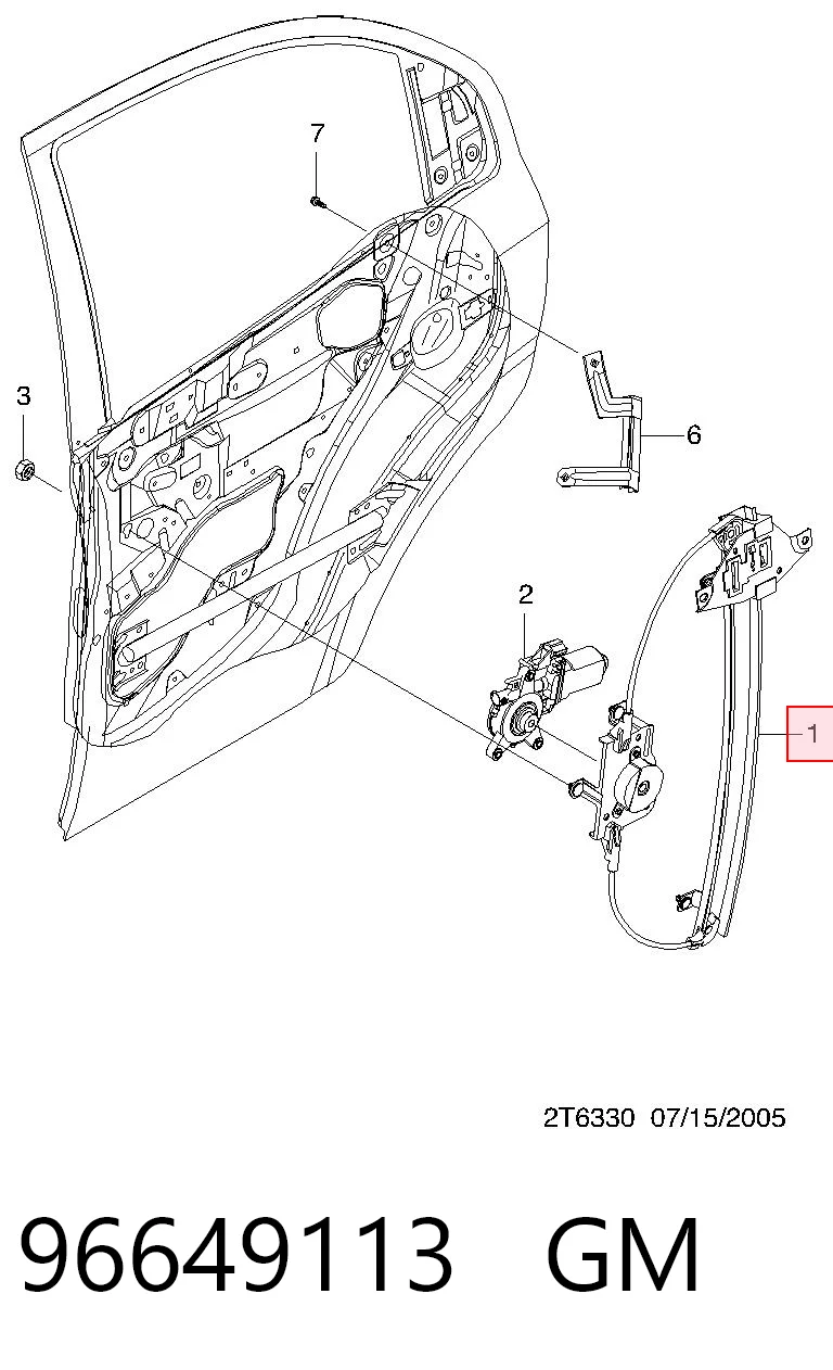 94567375 Opel Склопідйомник задніх правих дверей