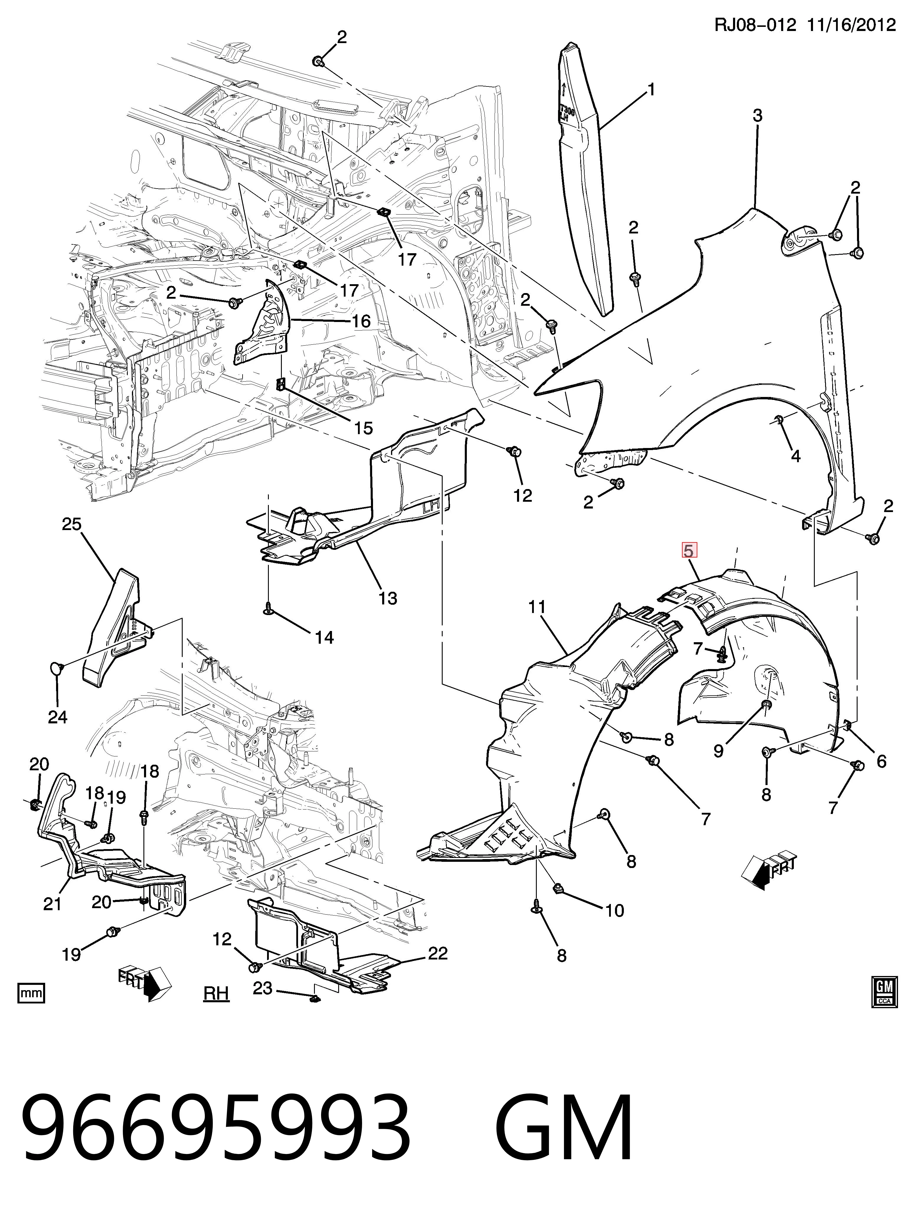 95479569 Opel Підкрилок переднього крила, лівий задній