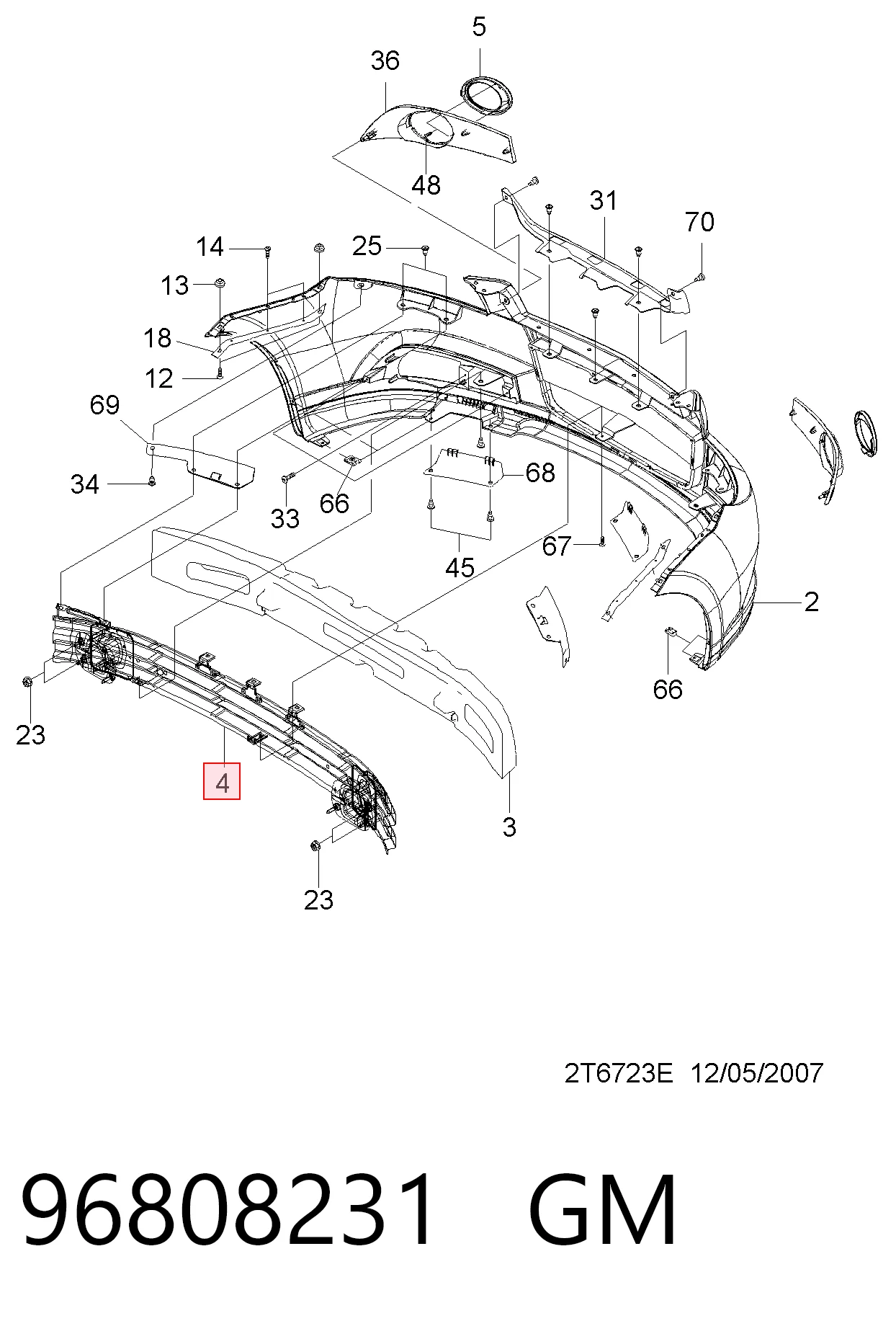 96808232 Opel Балка бампера переднього