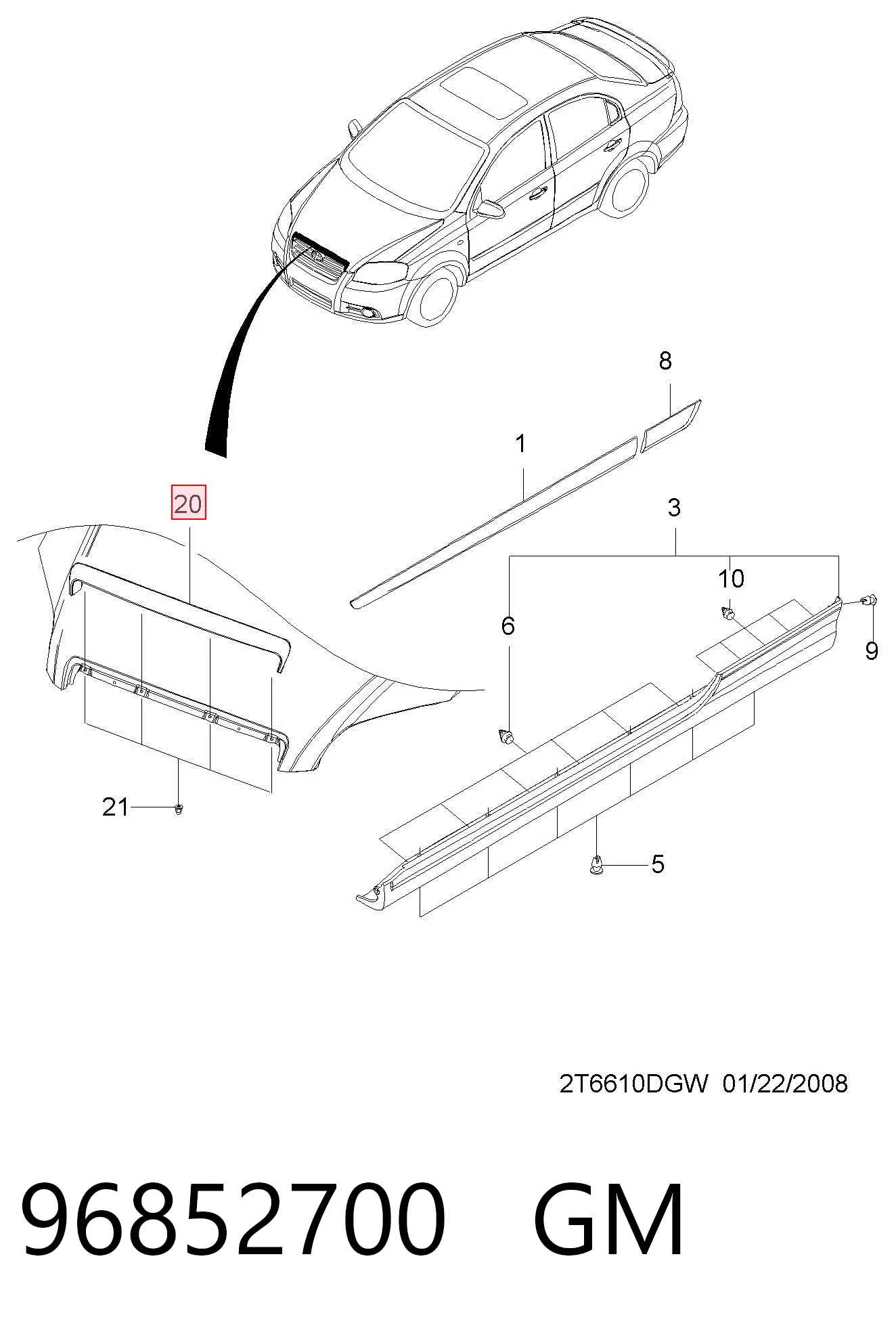 Молдинг капота Opel 96852700 ціна, від 11.73 USD
