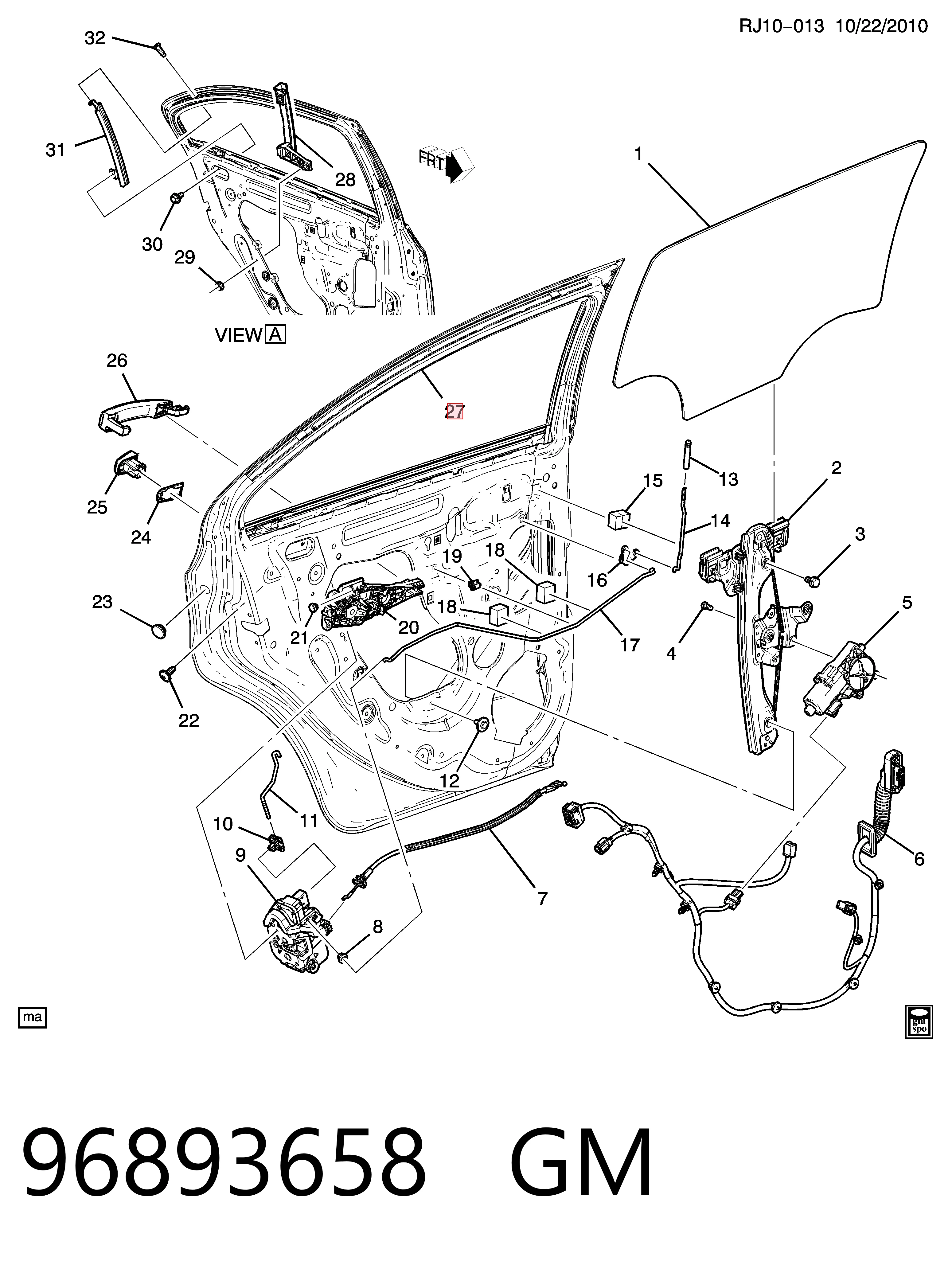 95330583 Opel Двері пасажирські задні праві