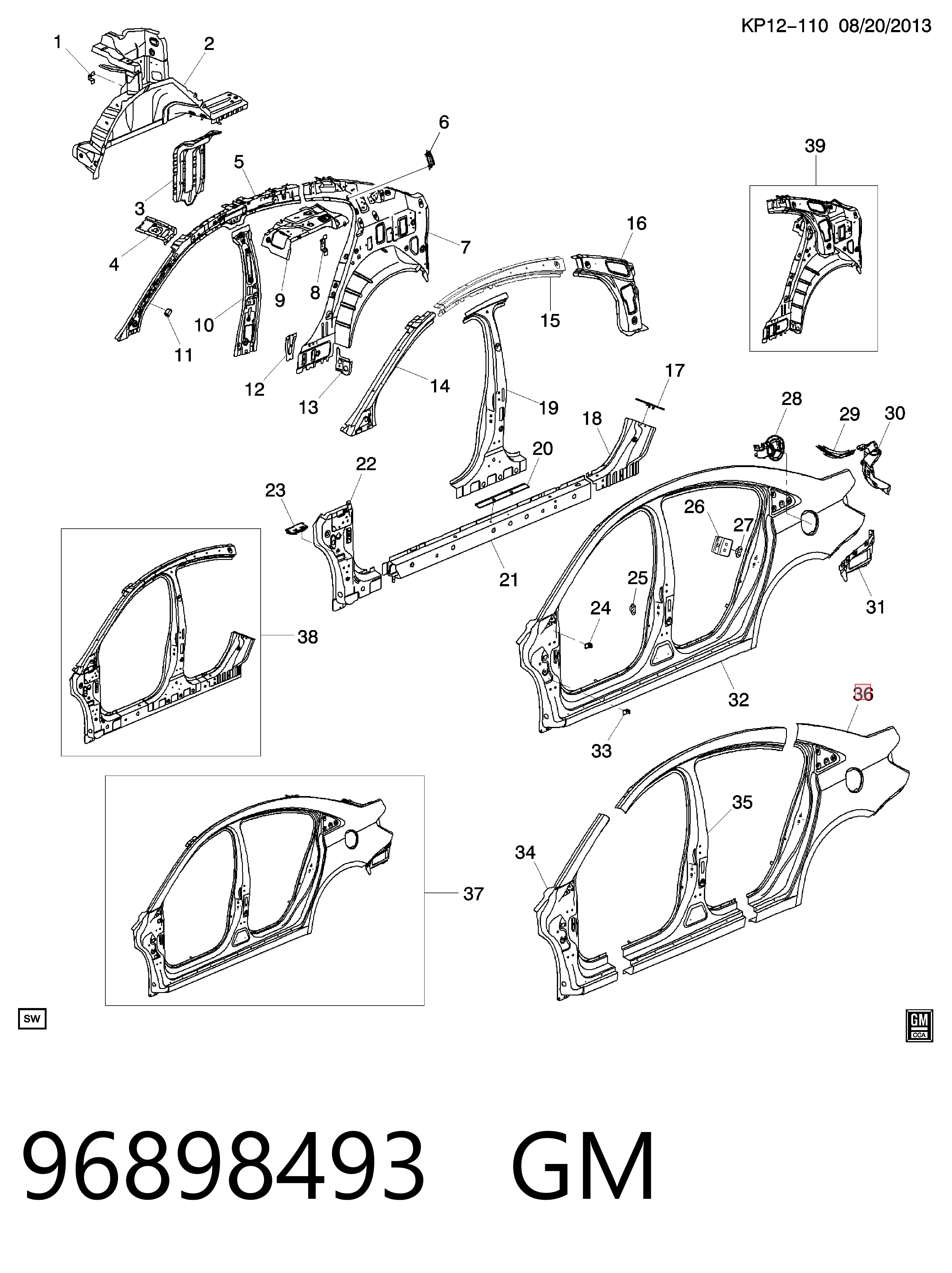 Купити 95025811 Opel Крило заднє праве
