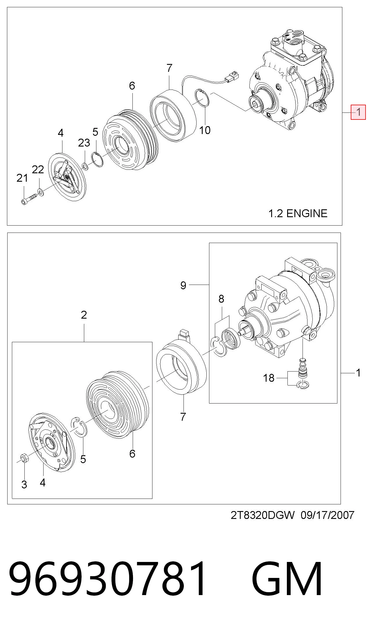 Купити Компресор кондиціонера Chevrolet Aveo II T250, T255
