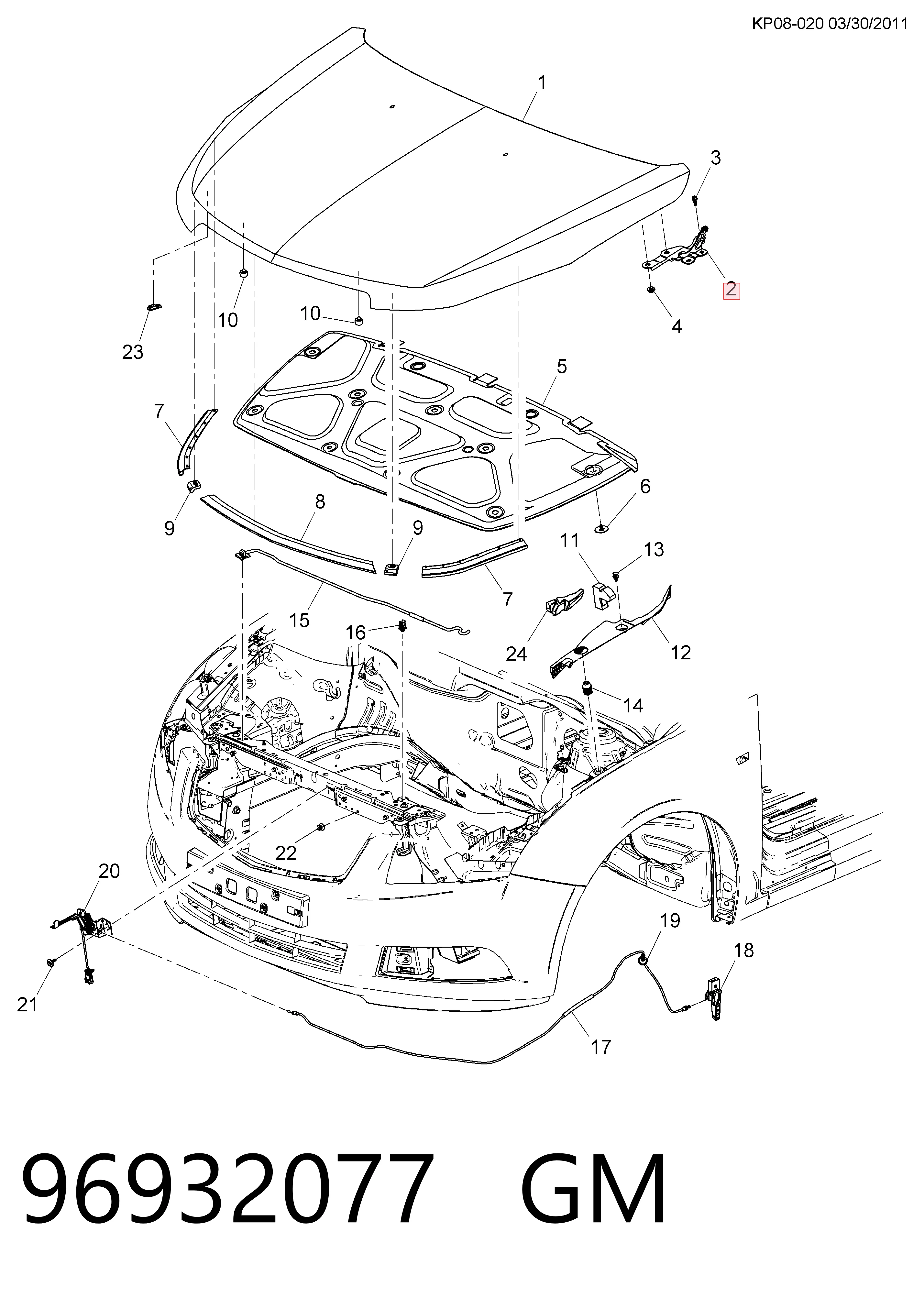 Купити 95406038 Opel Шарнір капота лівий