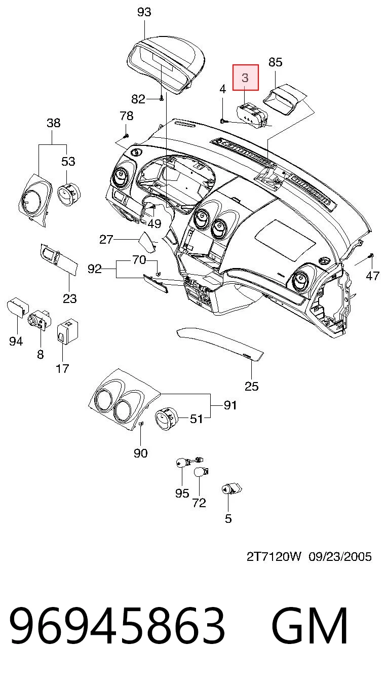 96945863 Opel Годинники в салон, на панелі