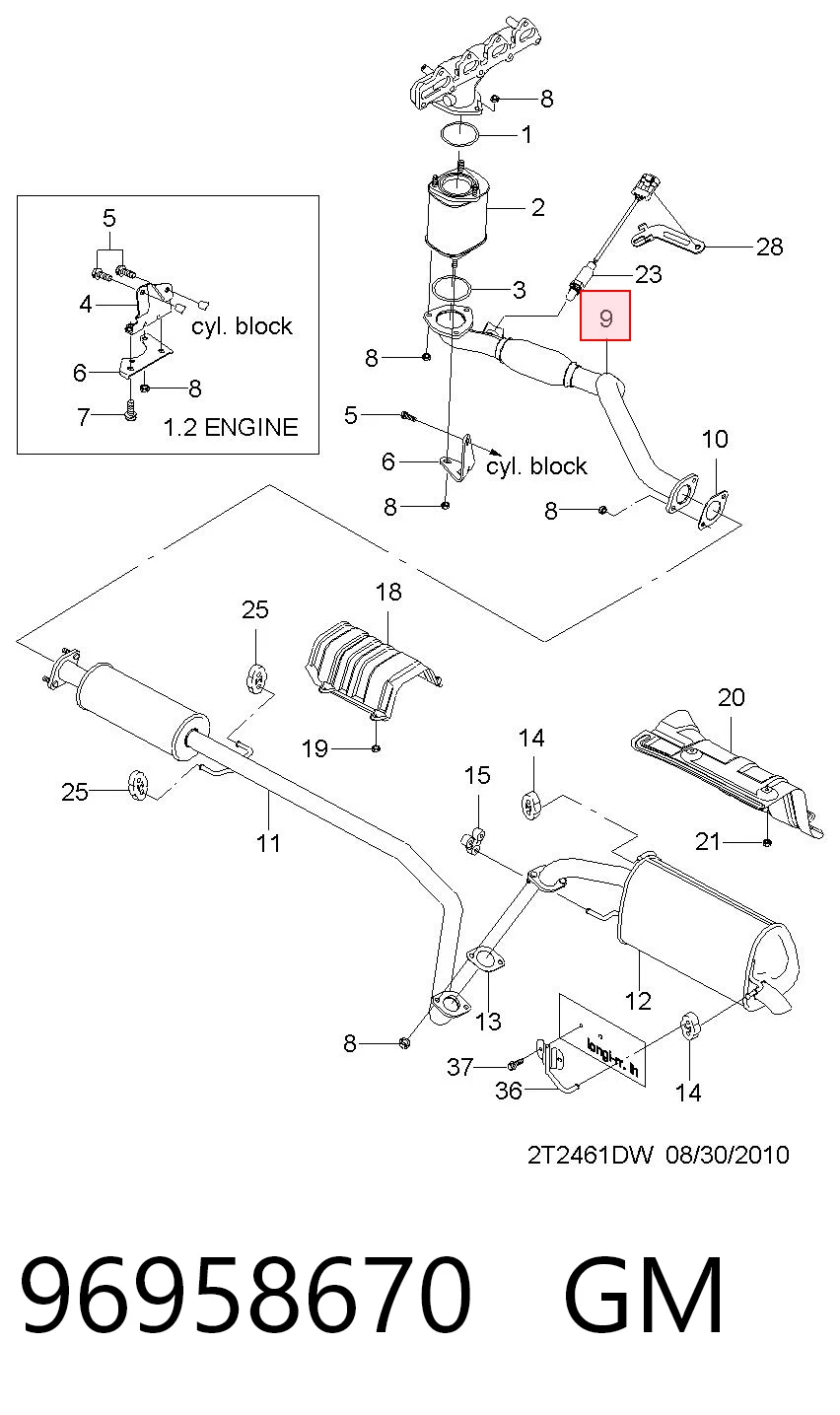 96958671 Opel Штани глушника передні