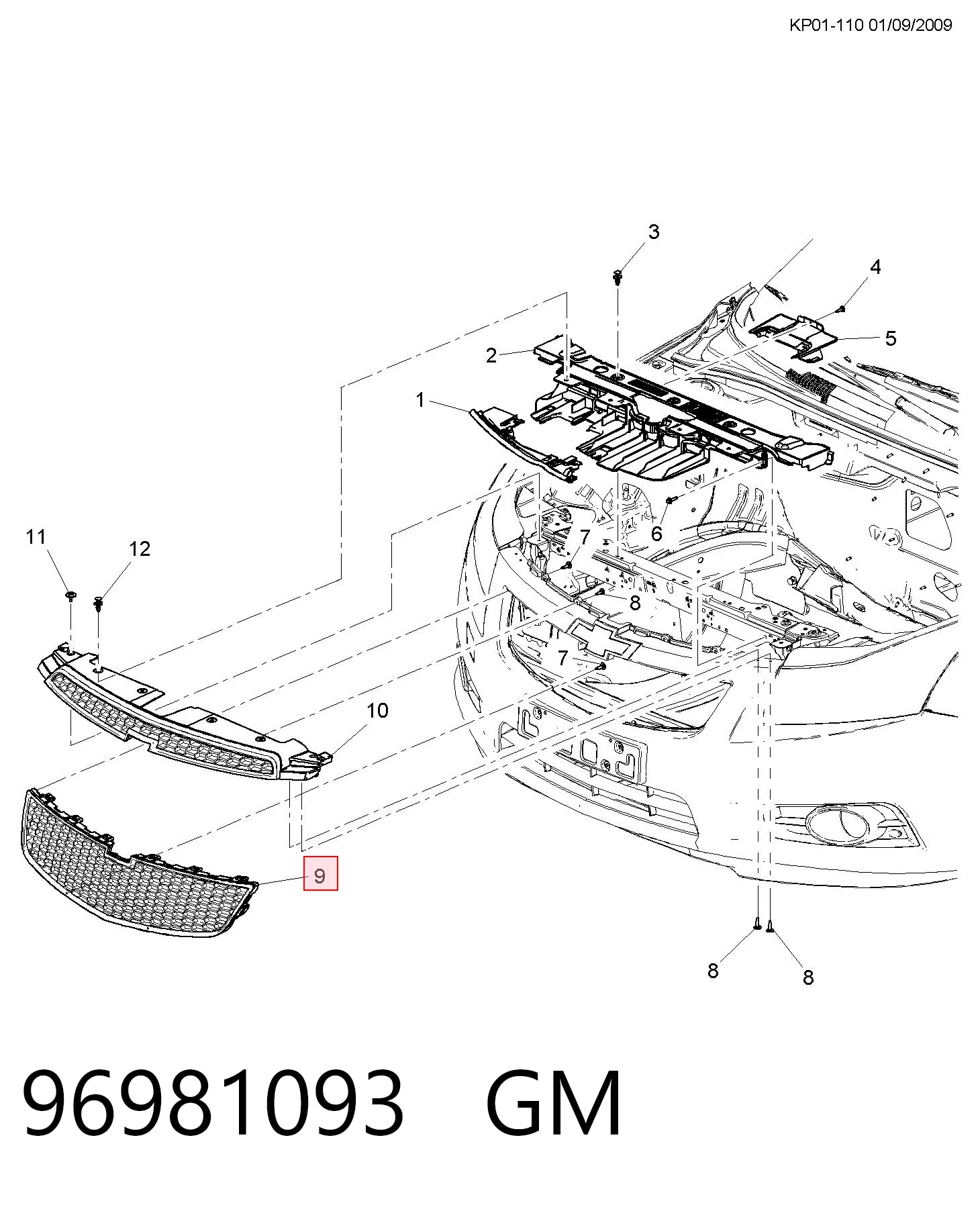 Решітка Opel 95028167
