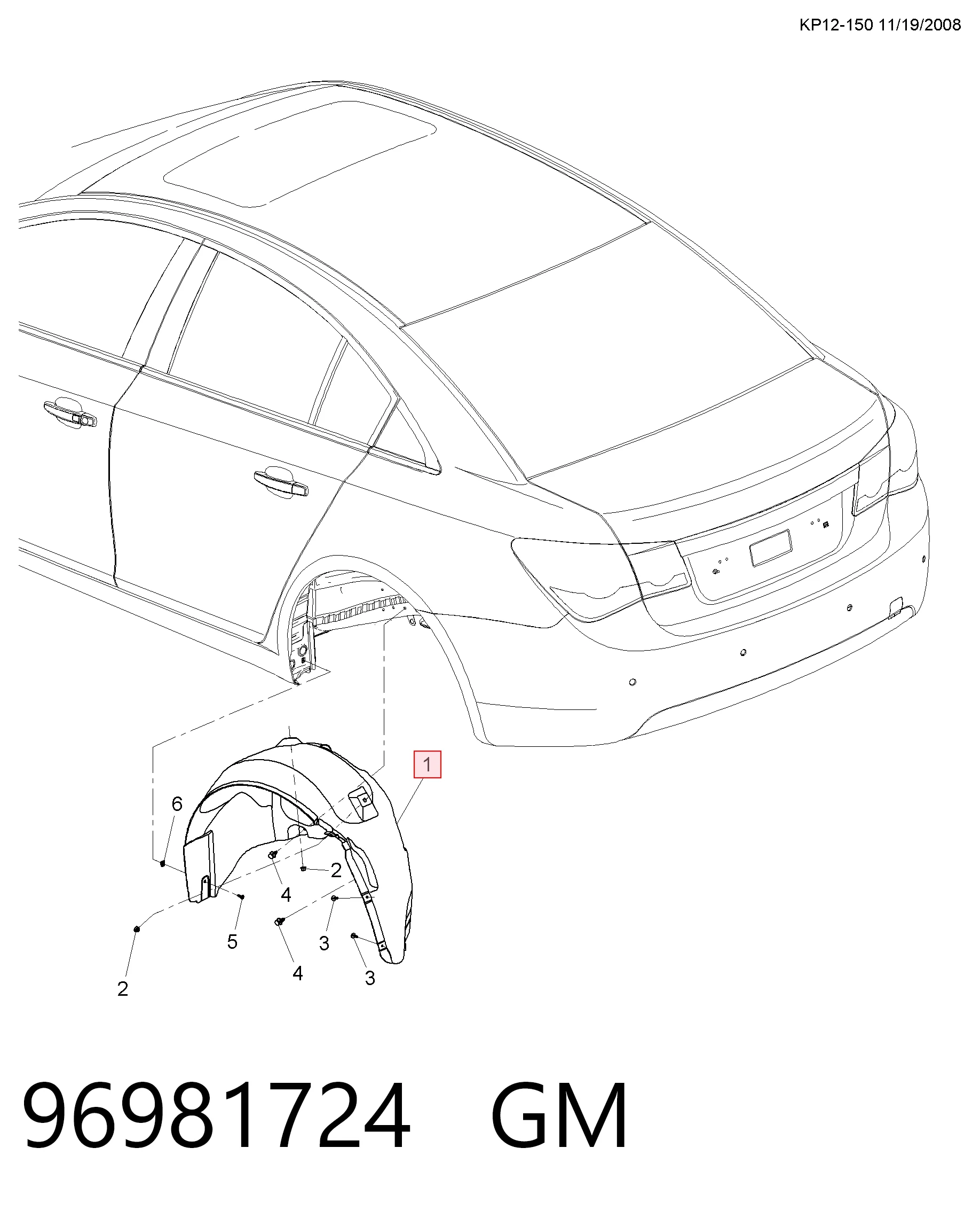 95953139 Opel Підкрилок задній правий