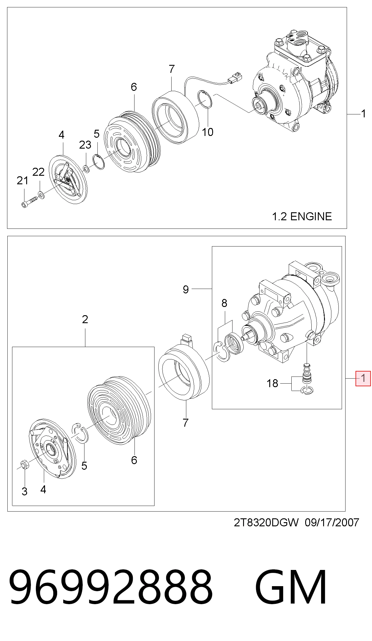 Компресор системи кондиціювання Chevrolet Aveo II седан (T250, T255) (2005 - 2011) ціна, від 155.96 USD