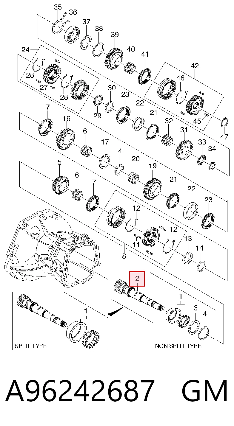 96242687 Opel Вторинний вал КПП